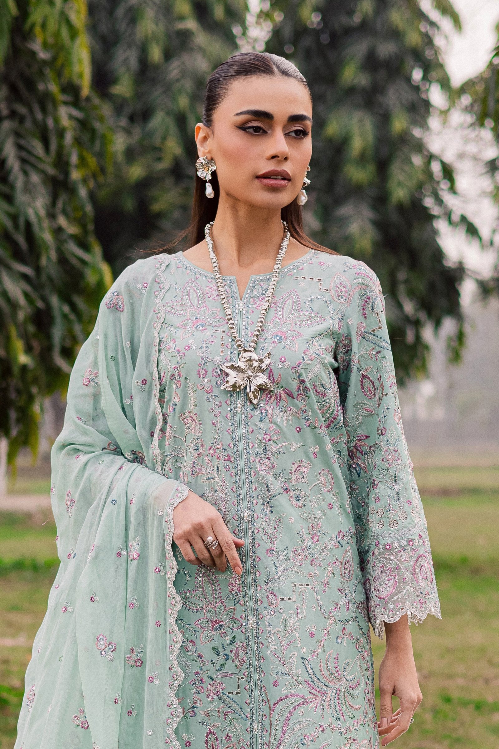 Iridule 3Pc - Festive Embroidered Lawn BATIKEID2026 BATIK XS / Pearly Blue / Pima Lawn-S / Pearly Blue / Pima Lawn-M / Pearly Blue / Pima Lawn-L / Pearly Blue / Pima Lawn-XL / Pearly Blue / Pima Lawn