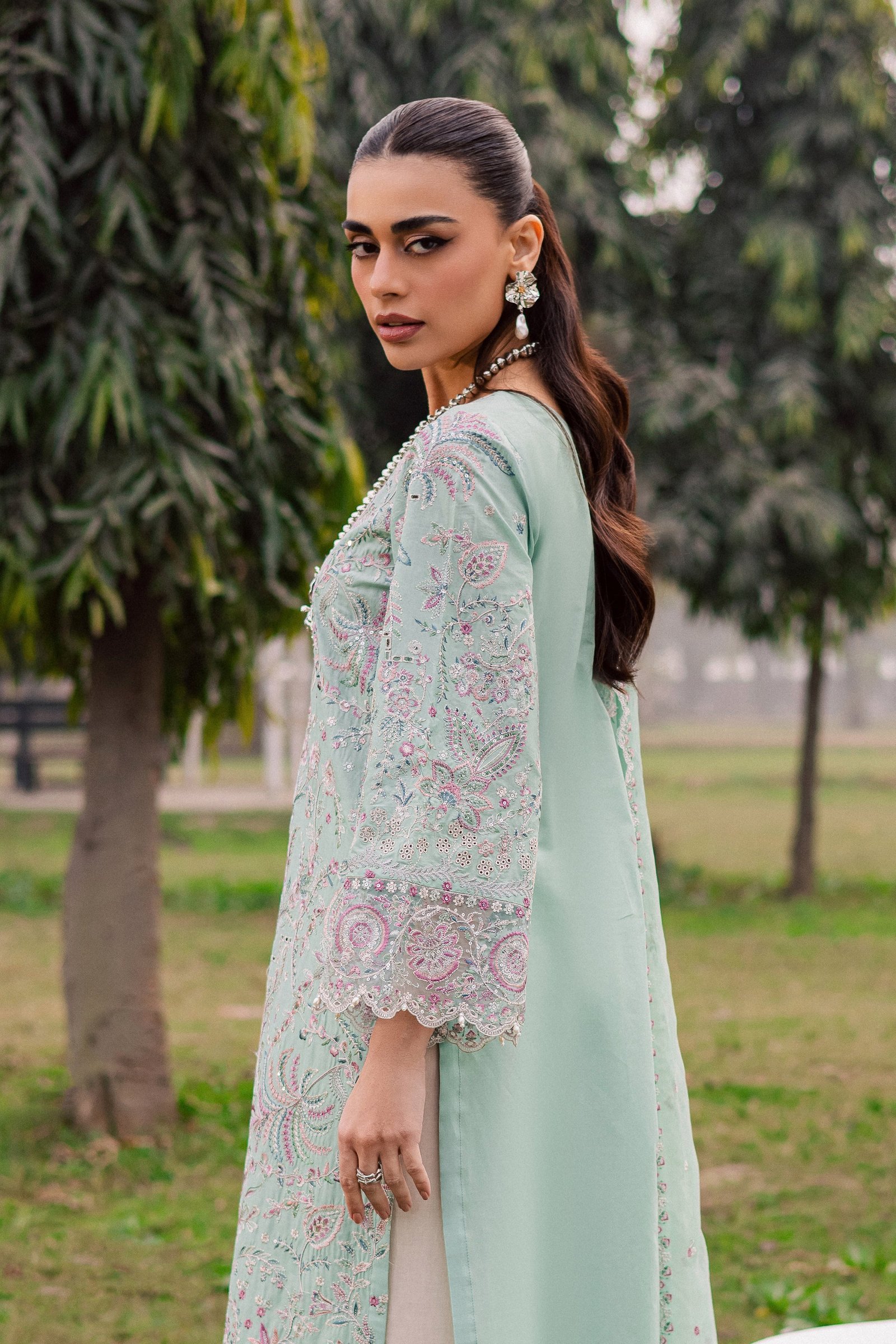 Iridule 3Pc - Festive Embroidered Lawn BATIKEID2026 BATIK XS / Pearly Blue / Pima Lawn-S / Pearly Blue / Pima Lawn-M / Pearly Blue / Pima Lawn-L / Pearly Blue / Pima Lawn-XL / Pearly Blue / Pima Lawn
