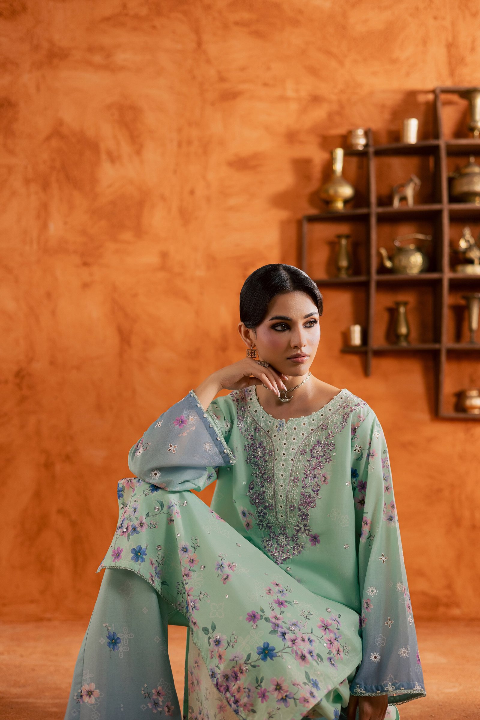 Ivoria 2Pc - Printed Lawn Dress BATIKEID2026 BATIK XS / Sea Green / Lawn-S / Sea Green / Lawn-M / Sea Green / Lawn-L / Sea Green / Lawn-XL / Sea Green / Lawn