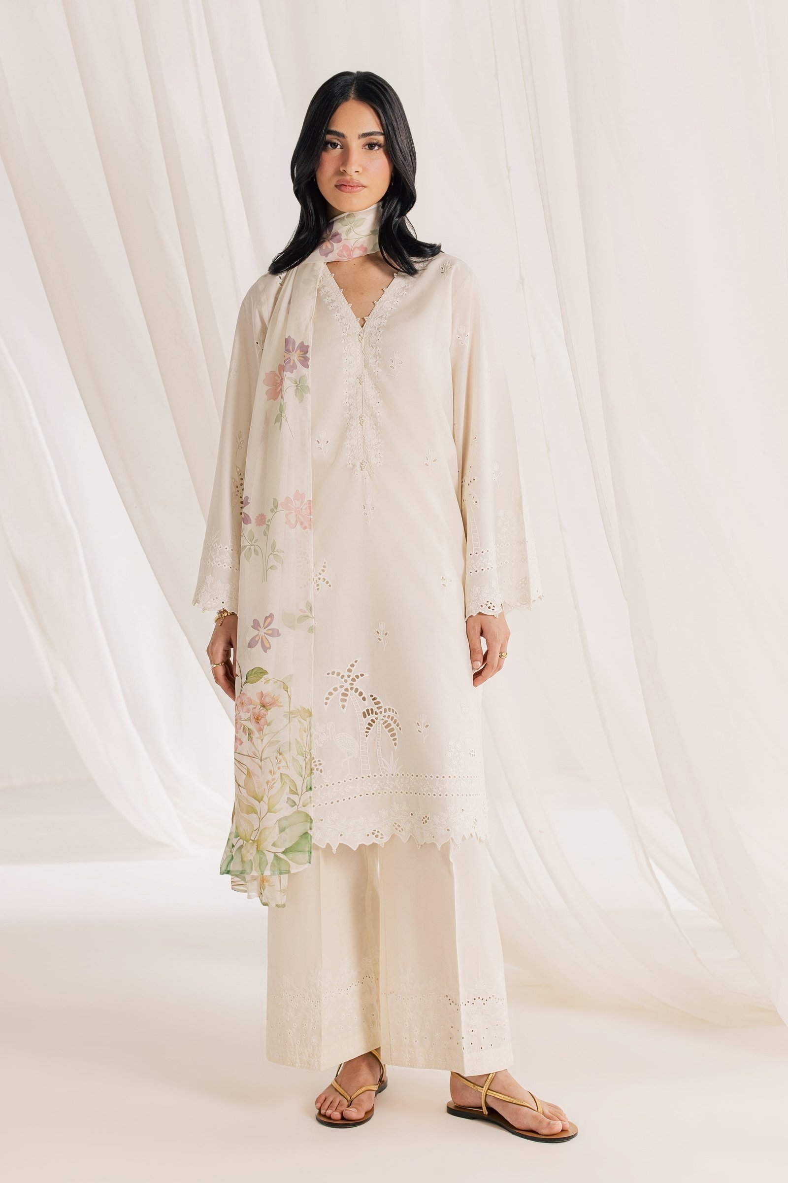  Izel Swan 3Pc - Embroidered Lawn Dress EverydayEdit26  BATIK   XS / White Swan / Pima Lawn-S / White Swan / Pima Lawn-M / White Swan / Pima Lawn-L / White Swan / Pima Lawn-XL / White Swan / Pima Lawn
