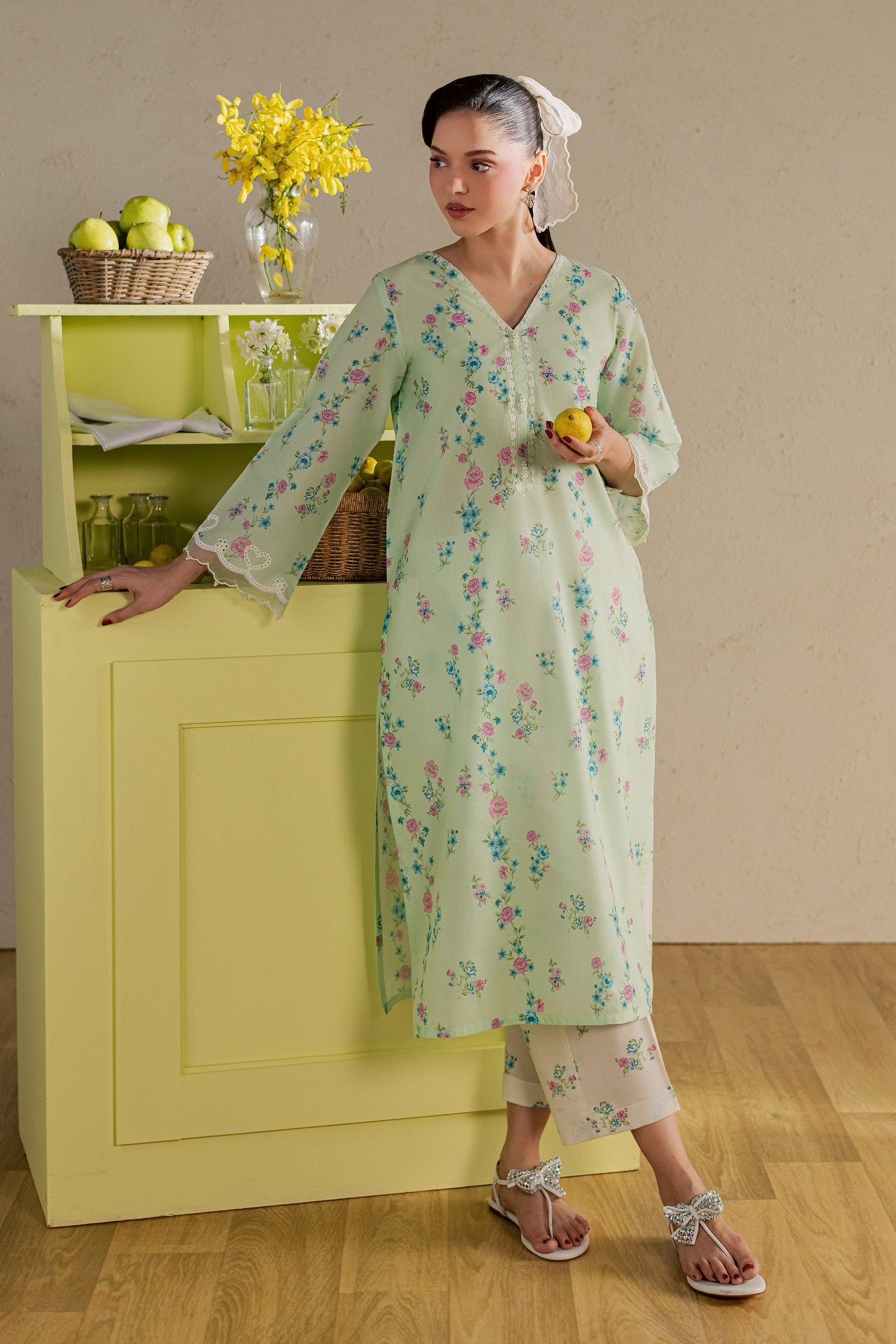 Jiwon 2Pc - Printed Lawn Dress BATIKSS26 BATIK XS / Green / Lawn-S / Green / Lawn-M / Green / Lawn-L / Green / Lawn-XL / Green / Lawn