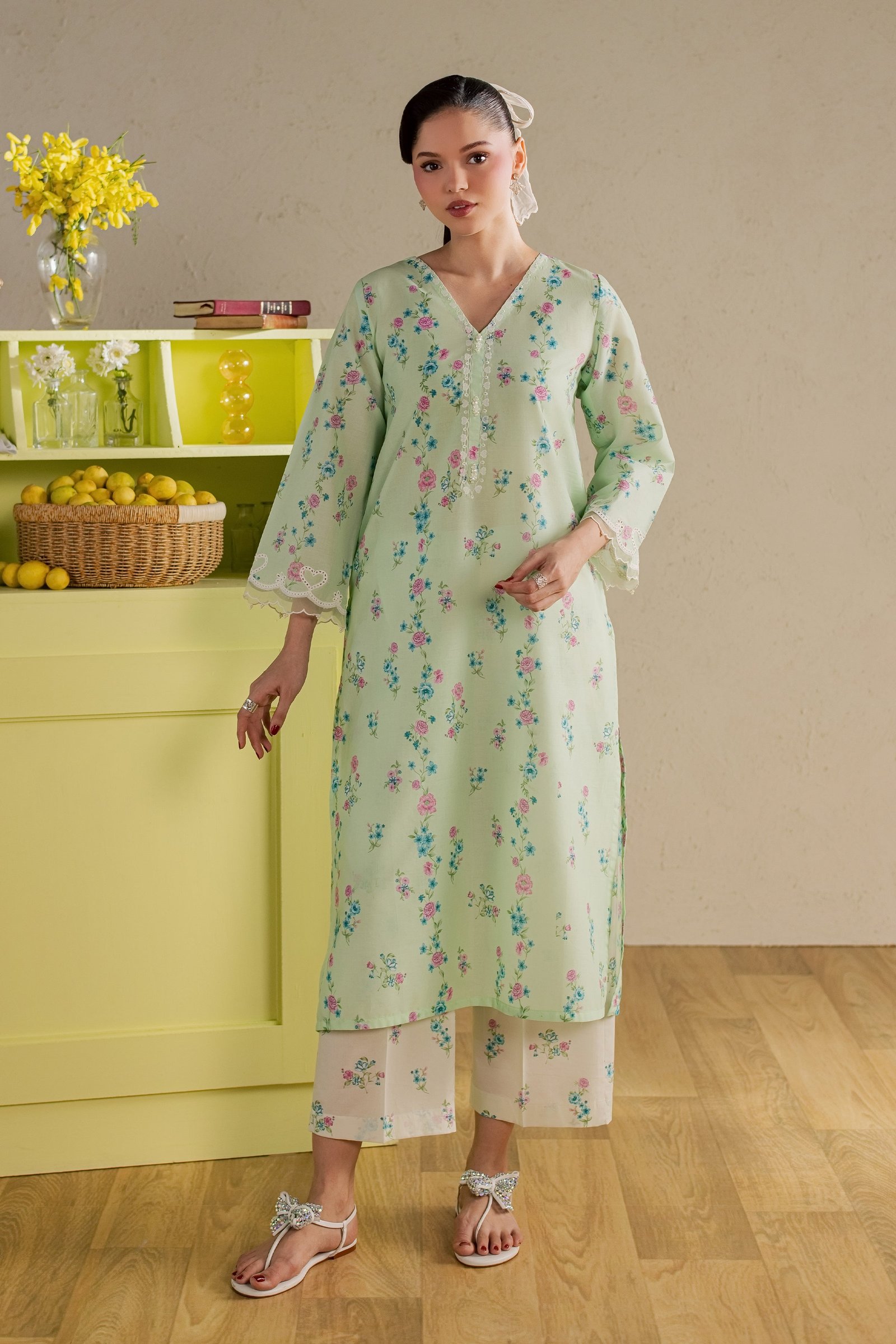 Jiwon 2Pc - Printed Lawn Dress BATIKSS26 BATIK XS / Green / Lawn-S / Green / Lawn-M / Green / Lawn-L / Green / Lawn-XL / Green / Lawn