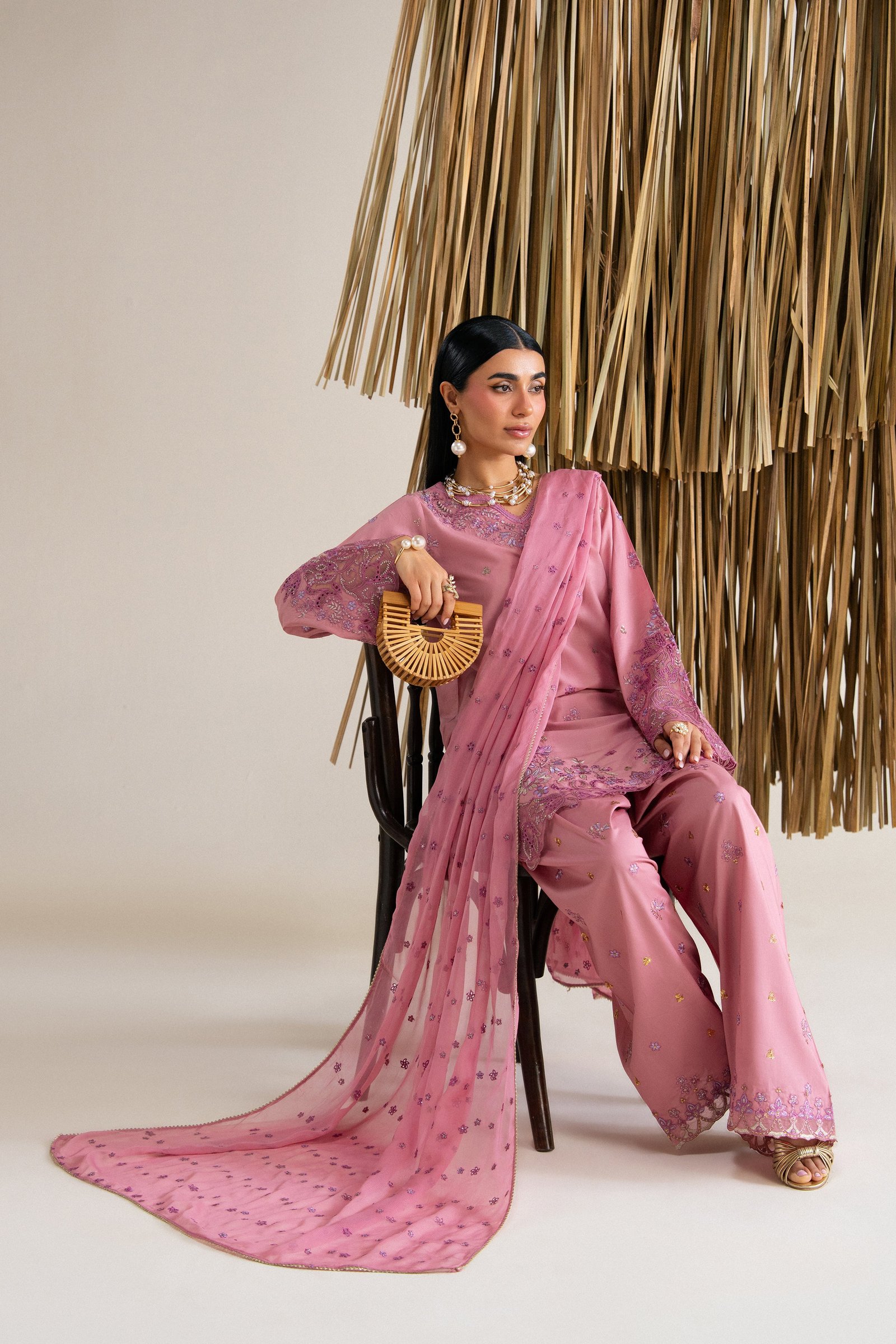 Kaia 3Pc - Festive Eid Pret BATIKSS26 BATIK XS / Tea Pink / Giza-S / Tea Pink / Giza-M / Tea Pink / Giza-L / Tea Pink / Giza-XL / Tea Pink / Giza