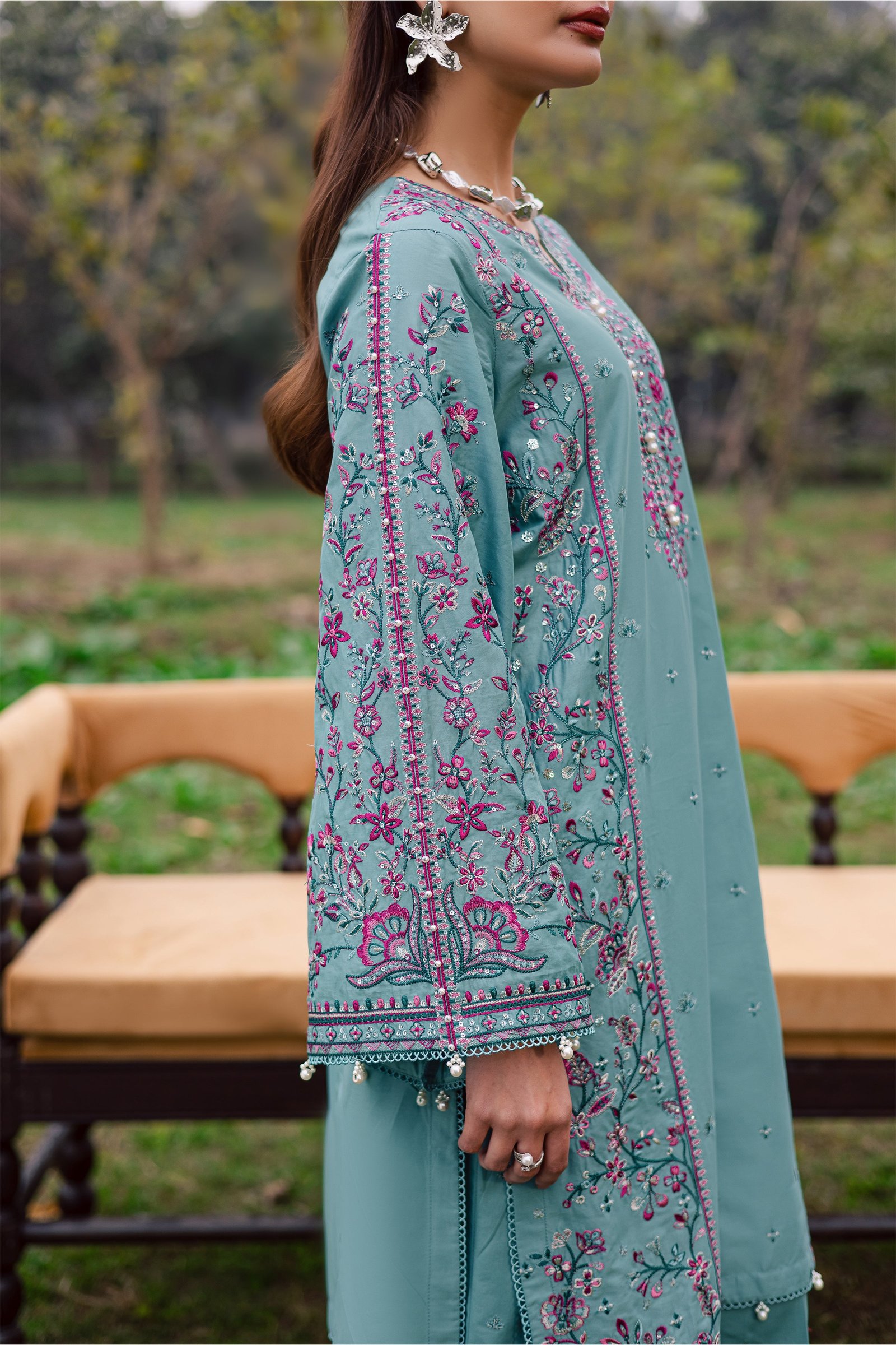 Khushbakht 2Pc - Festive Embroidered Lawn BATIKEID2026 BATIK XS / Slate Blue / Pima Lawn-S / Slate Blue / Pima Lawn-M / Slate Blue / Pima Lawn-L / Slate Blue / Pima Lawn-XL / Slate Blue / Pima Lawn