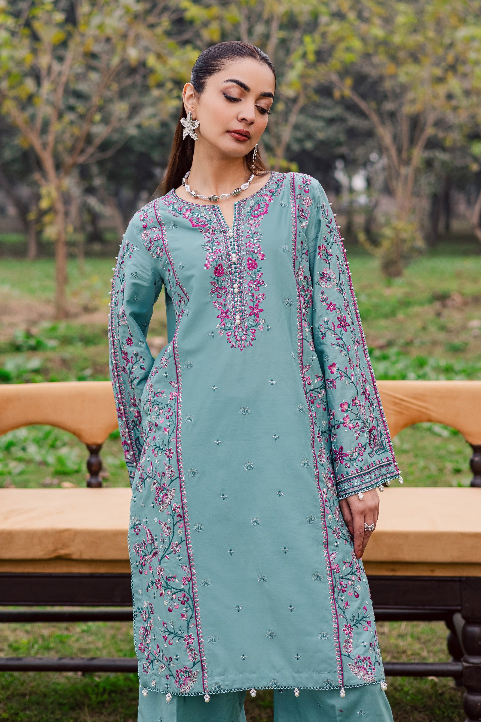 Khushbakht 2Pc - Festive Embroidered Lawn BATIKEID2026 BATIK XS / Slate Blue / Pima Lawn-S / Slate Blue / Pima Lawn-M / Slate Blue / Pima Lawn-L / Slate Blue / Pima Lawn-XL / Slate Blue / Pima Lawn