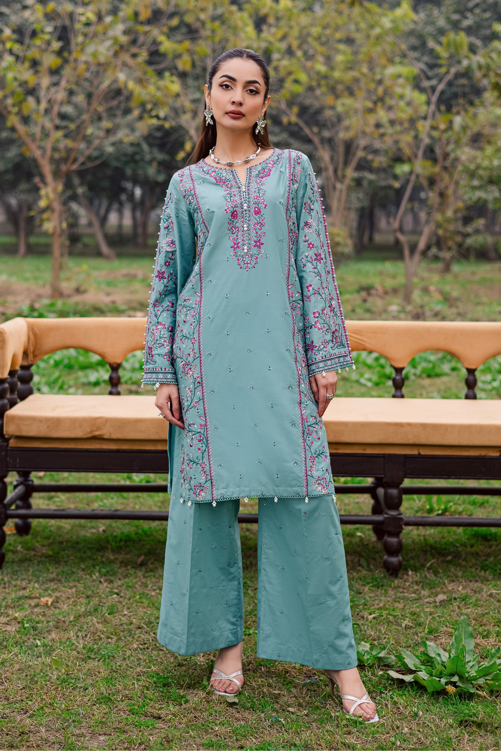 Khushbakht 2Pc - Festive Embroidered Lawn BATIKEID2026 BATIK XS / Slate Blue / Pima Lawn-S / Slate Blue / Pima Lawn-M / Slate Blue / Pima Lawn-L / Slate Blue / Pima Lawn-XL / Slate Blue / Pima Lawn