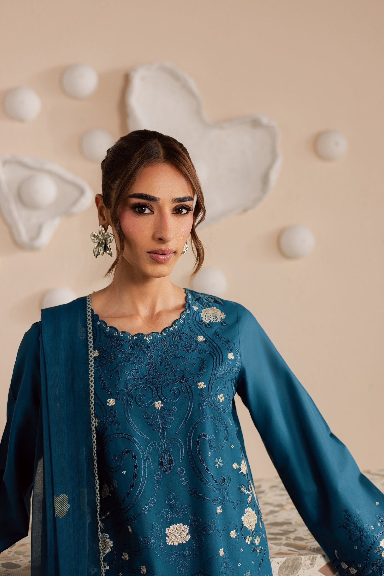 Krypt 3Pc - Embroidered Lawn Dress EverydayEdit26 BATIK XS / Moroccan Blue / Pima Lawn-S / Moroccan Blue / Pima Lawn-M / Moroccan Blue / Pima Lawn-L / Moroccan Blue / Pima Lawn-XL / Moroccan Blue / Pima Lawn