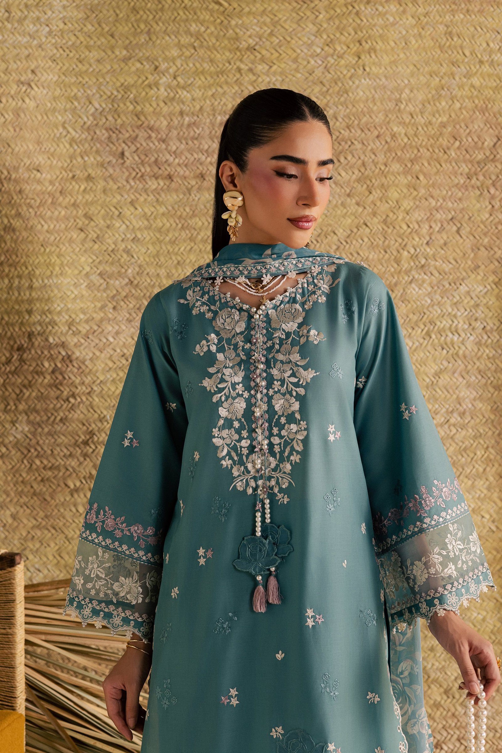 Larosey 3Pc - Festive Eid Pret BATIKSS26 BATIK XS / Brittany Blue / Pima Lawn-S / Brittany Blue / Pima Lawn-M / Brittany Blue / Pima Lawn-L / Brittany Blue / Pima Lawn-XL / Brittany Blue / Pima Lawn