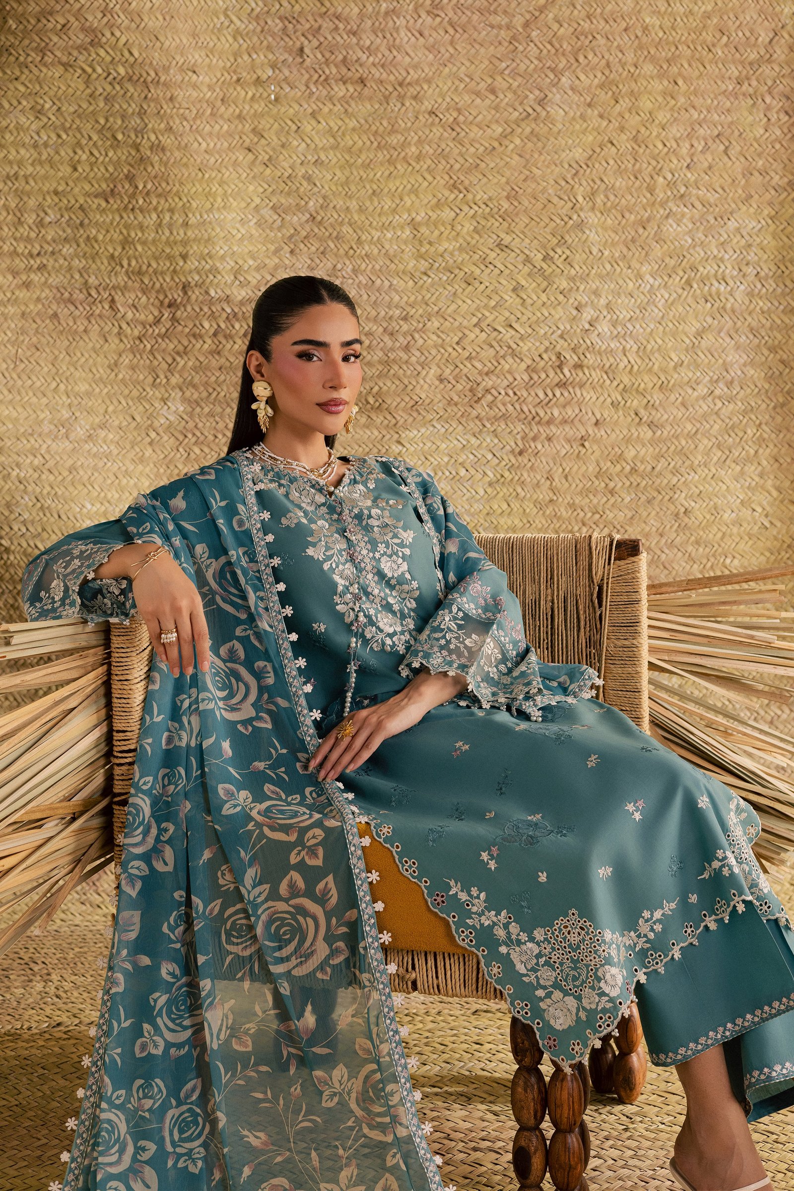 Larosey 3Pc - Festive Eid Pret BATIKSS26 BATIK XS / Brittany Blue / Pima Lawn-S / Brittany Blue / Pima Lawn-M / Brittany Blue / Pima Lawn-L / Brittany Blue / Pima Lawn-XL / Brittany Blue / Pima Lawn