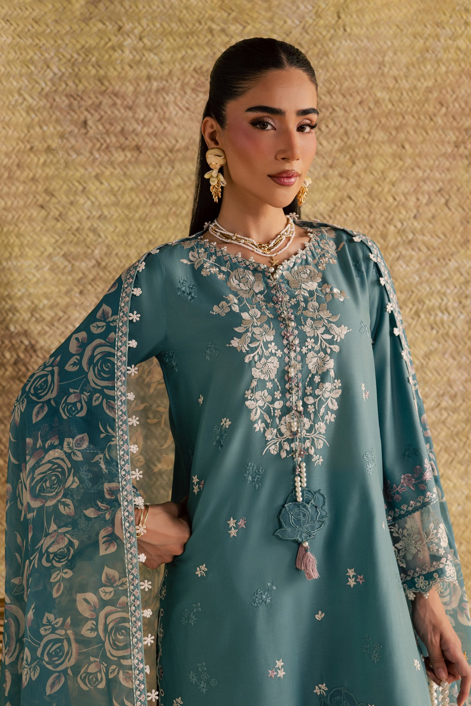 Larosey 3Pc - Festive Eid Pret BATIKSS26 BATIK XS / Brittany Blue / Pima Lawn-S / Brittany Blue / Pima Lawn-M / Brittany Blue / Pima Lawn-L / Brittany Blue / Pima Lawn-XL / Brittany Blue / Pima Lawn
