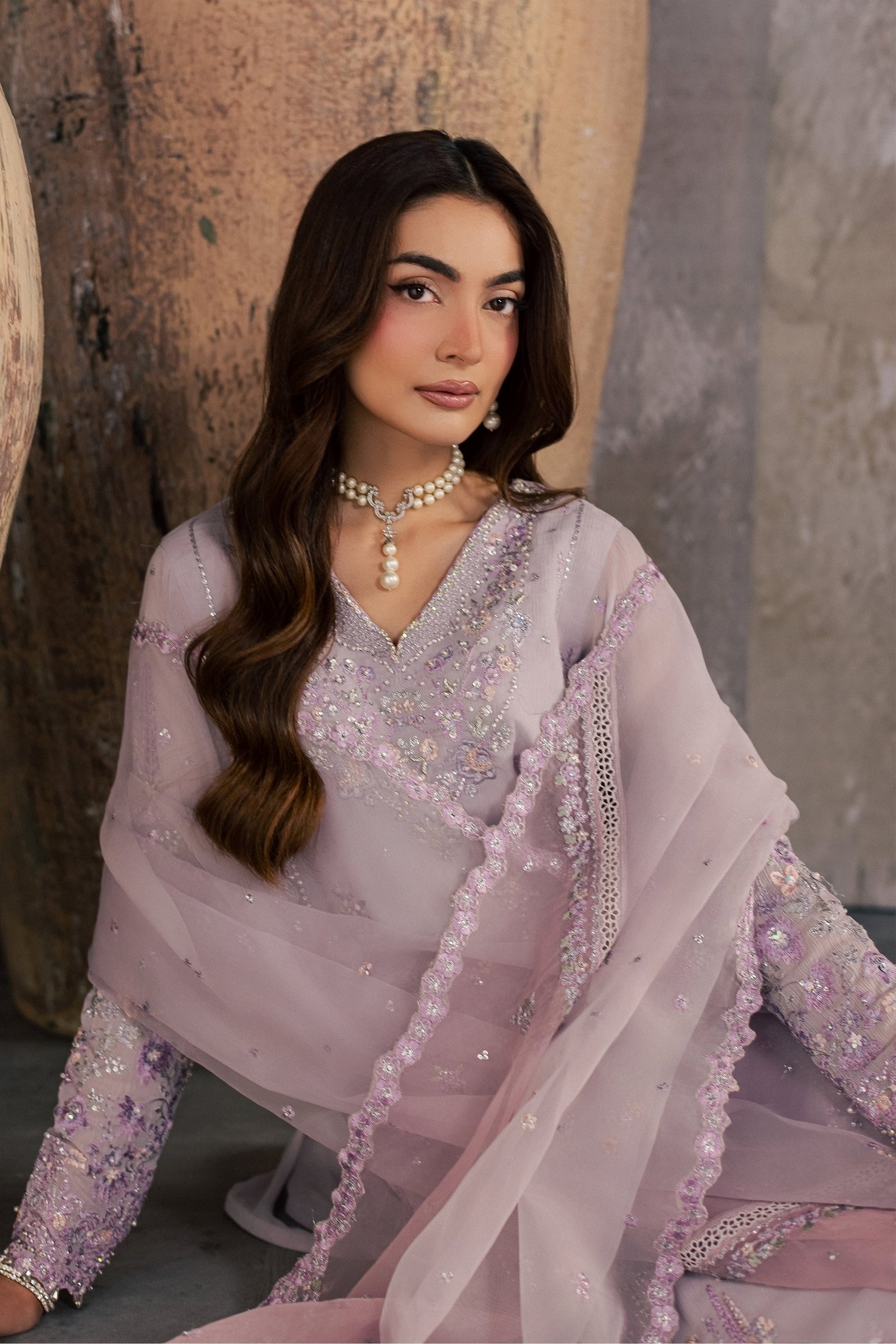 Leeah 3Pc - Festive Luxe Pret BATIKSTUDIO2026 BATIK S / Lilac / Crinkle-M / Lilac / Crinkle-L / Lilac / Crinkle