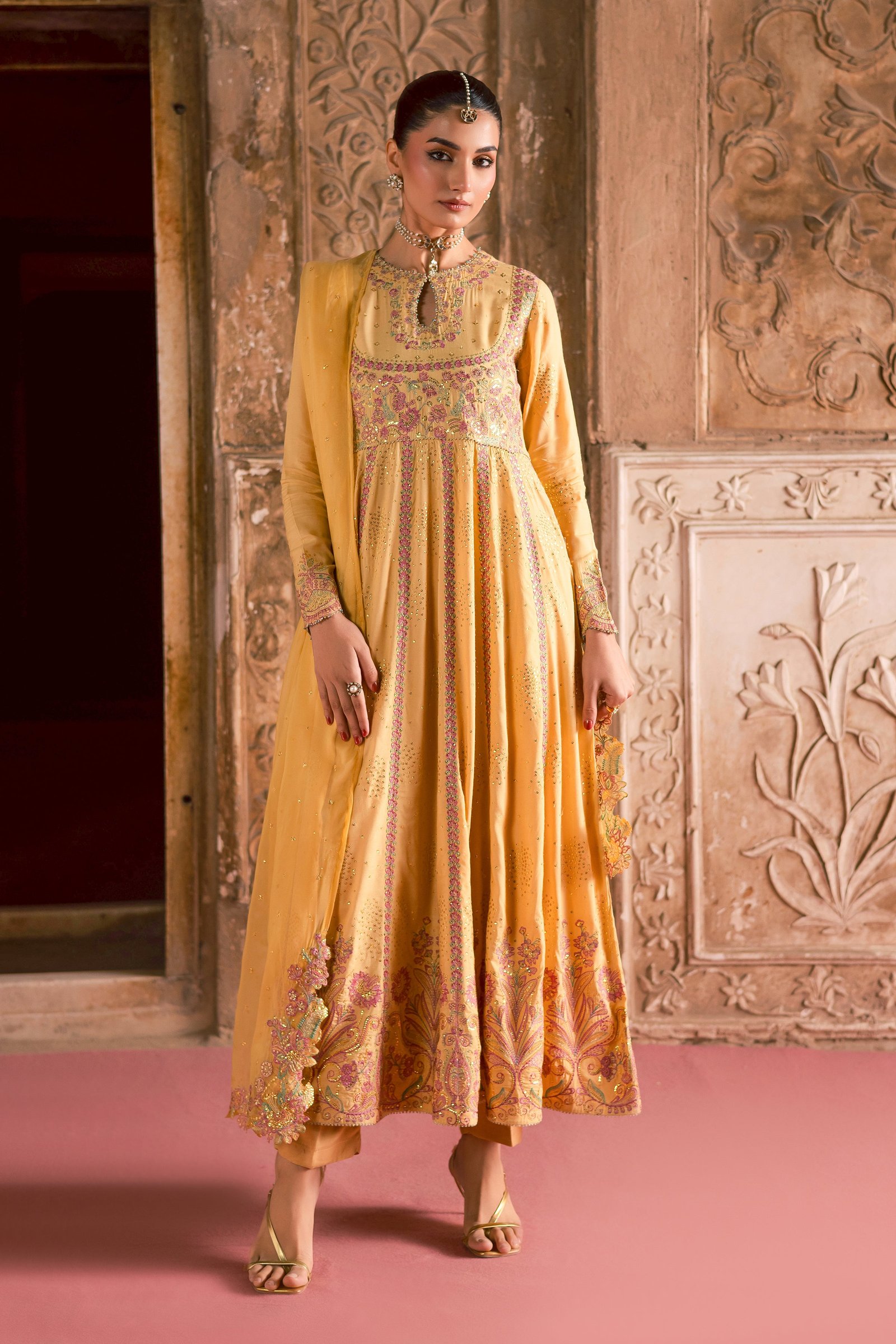 Lehar 3Pc- Festive Luxe Pret BATIKLuxePRET BATIK XS / Pale Yellow / Raw Silk-S / Pale Yellow / Raw Silk-M / Pale Yellow / Raw Silk-L / Pale Yellow / Raw Silk-XL / Pale Yellow / Raw Silk