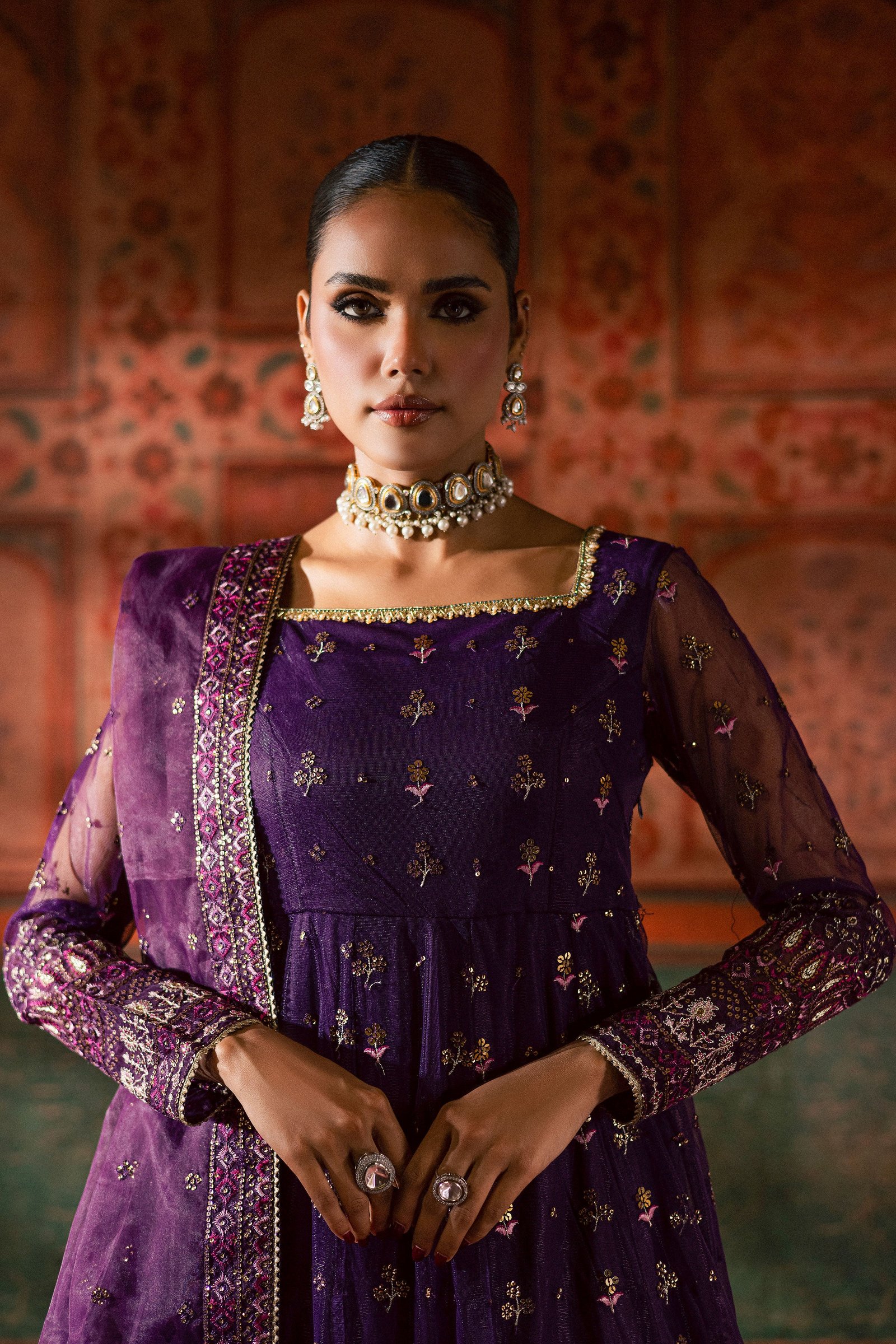Leya 3Pc - Luxury Wedding Frock BATIKLuxePRET2025 BATIK S / Plum / Raw Silk & Net-M / Plum / Raw Silk & Net-L / Plum / Raw Silk & Net
