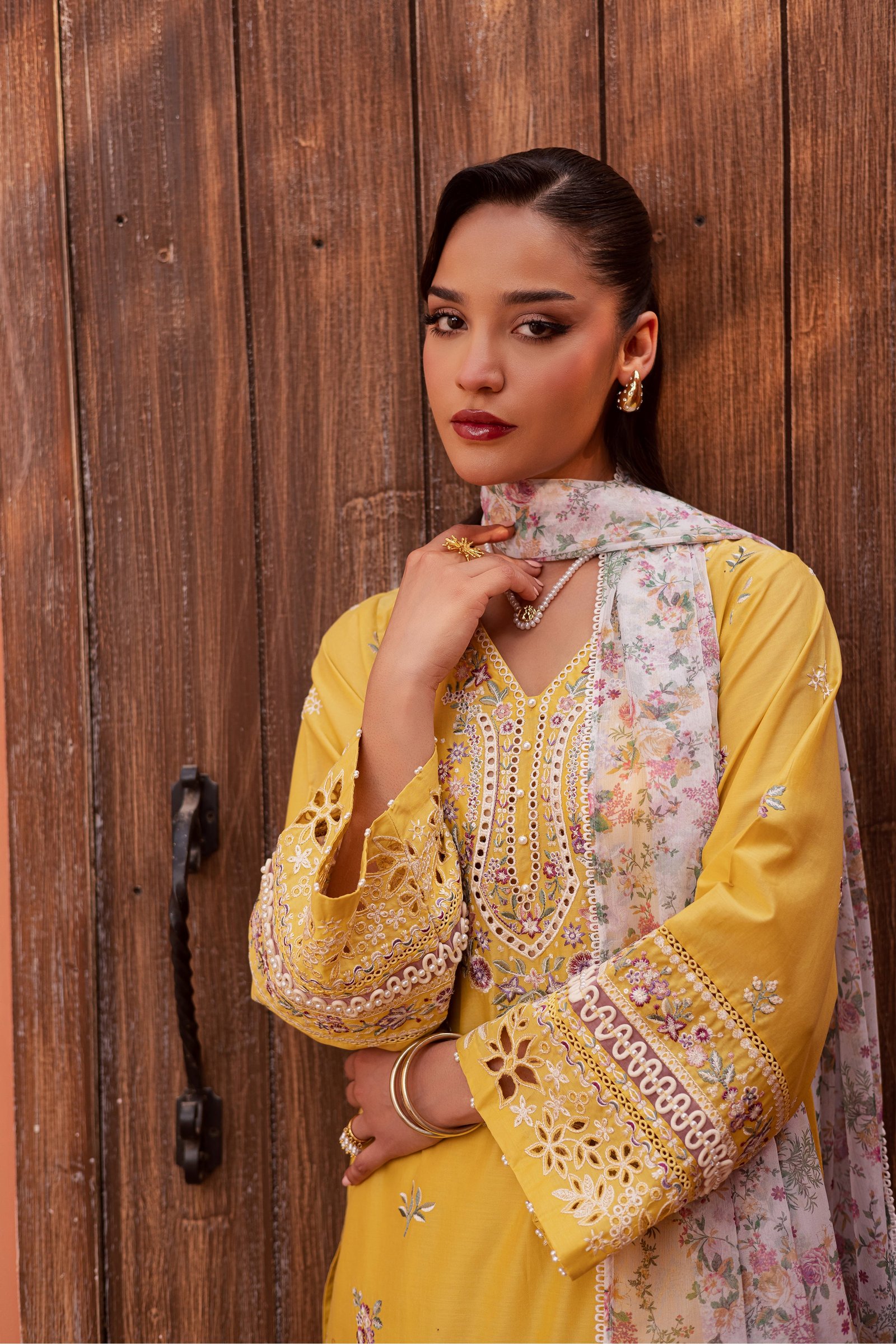 Lime Darla 3Pc - Festive Embroidered Lawn BATIKEID2026 BATIK XS / Lemon Yellow / Pima Lawn-S / Lemon Yellow / Pima Lawn-M / Lemon Yellow / Pima Lawn-L / Lemon Yellow / Pima Lawn-XL / Lemon Yellow / Pima Lawn