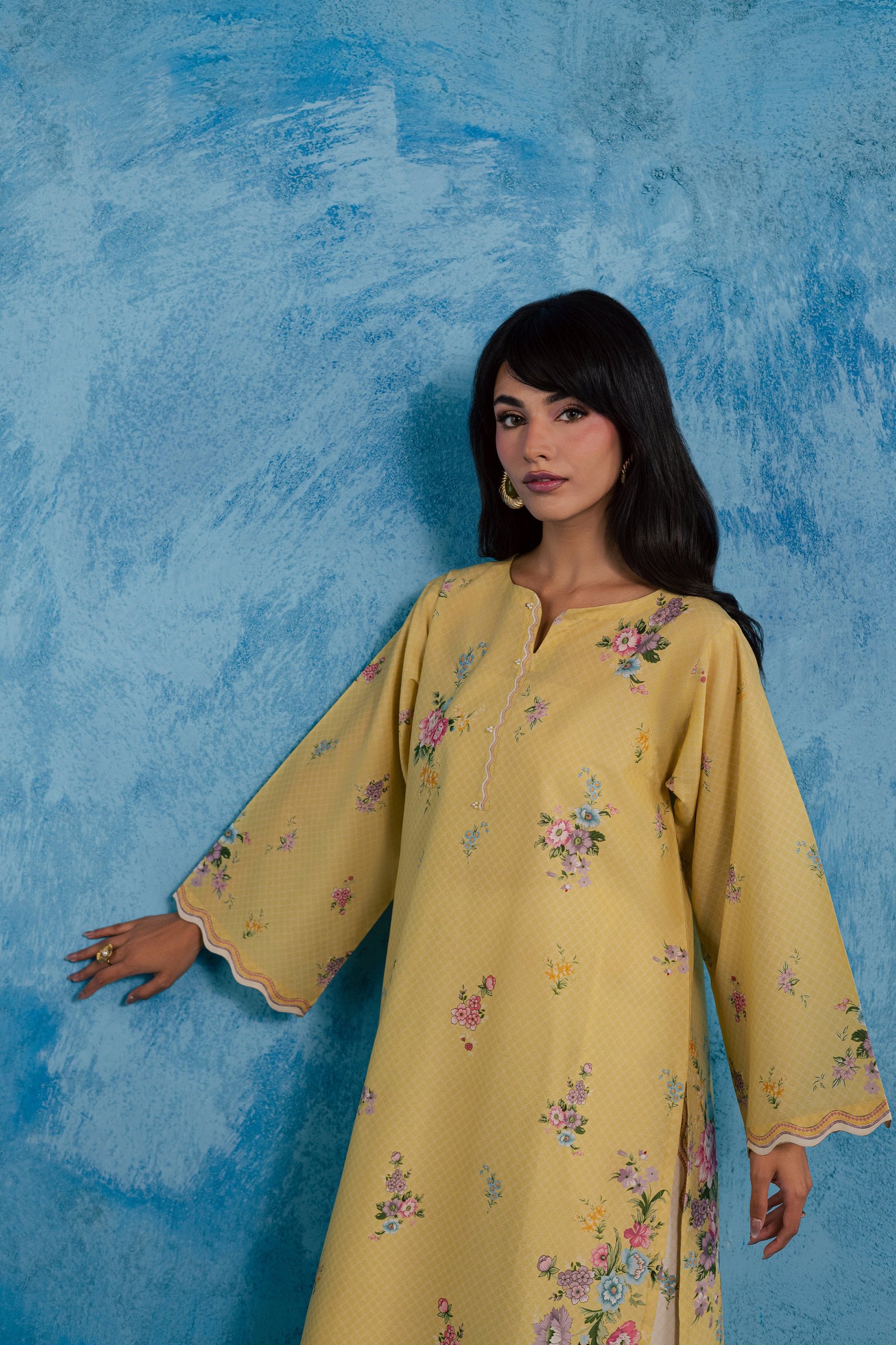 Lime floret 2Pc - Printed Lawn Dress BATIKSS26 BATIK XS / Yellow / Lawn-S / Yellow / Lawn-M / Yellow / Lawn-L / Yellow / Lawn-XL / Yellow / Lawn