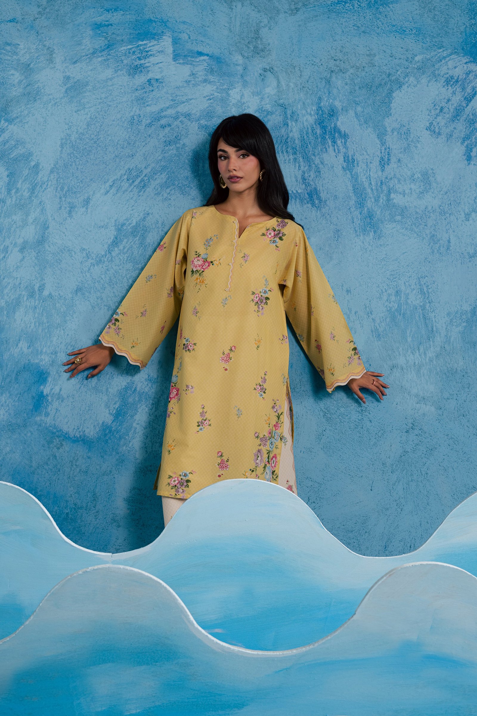 Lime floret 2Pc - Printed Lawn Dress BATIKSS26 BATIK XS / Yellow / Lawn-S / Yellow / Lawn-M / Yellow / Lawn-L / Yellow / Lawn-XL / Yellow / Lawn