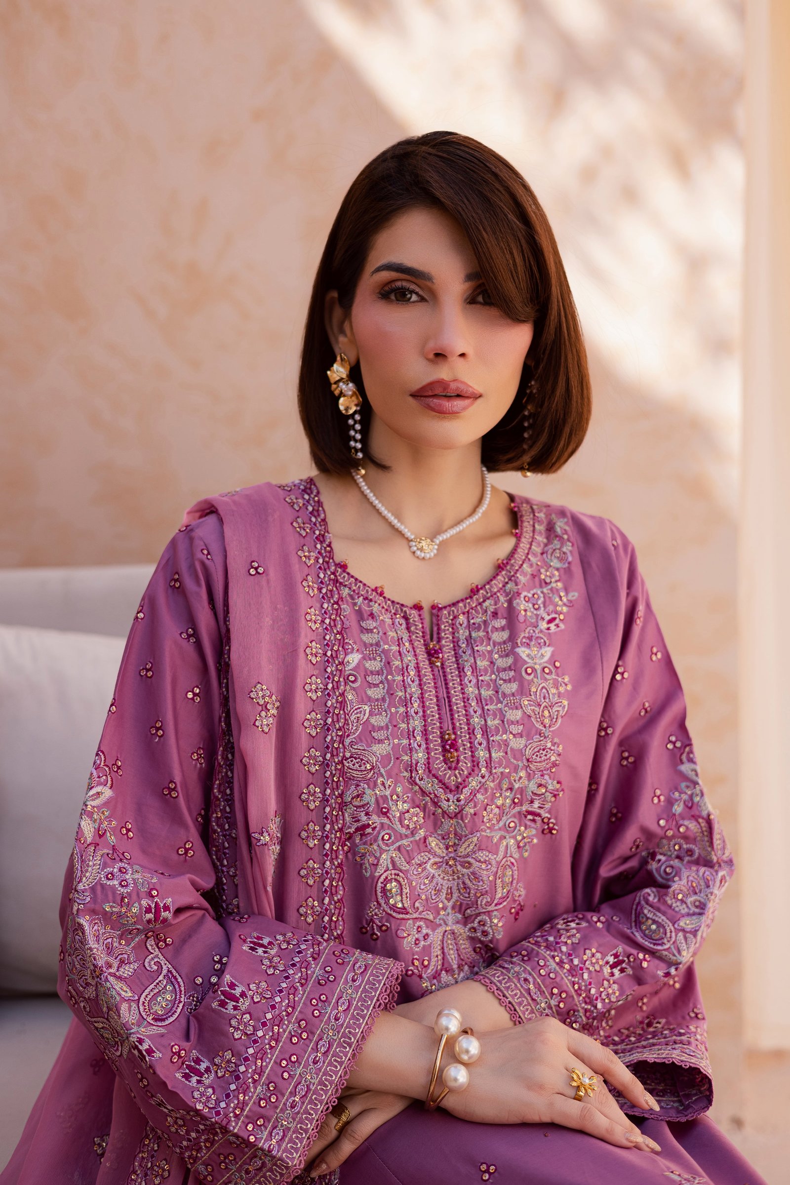 Lina 3Pc - Festive Embroidered Lawn BATIKEID2026 BATIK XS / Onion / Pima Lawn-S / Onion / Pima Lawn-M / Onion / Pima Lawn-L / Onion / Pima Lawn-XL / Onion / Pima Lawn