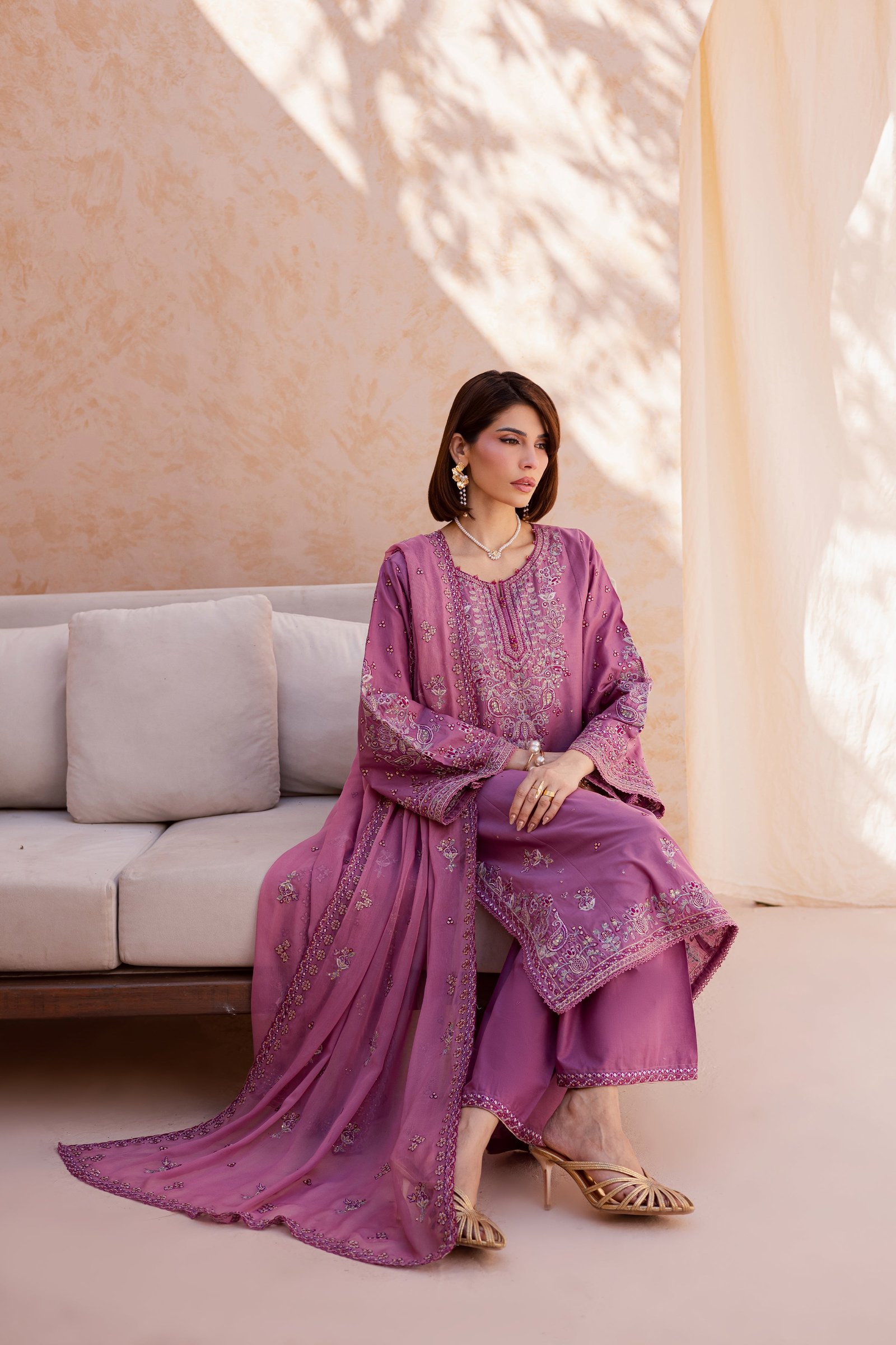 Lina 3Pc - Festive Embroidered Lawn BATIKEID2026 BATIK XS / Onion / Pima Lawn-S / Onion / Pima Lawn-M / Onion / Pima Lawn-L / Onion / Pima Lawn-XL / Onion / Pima Lawn