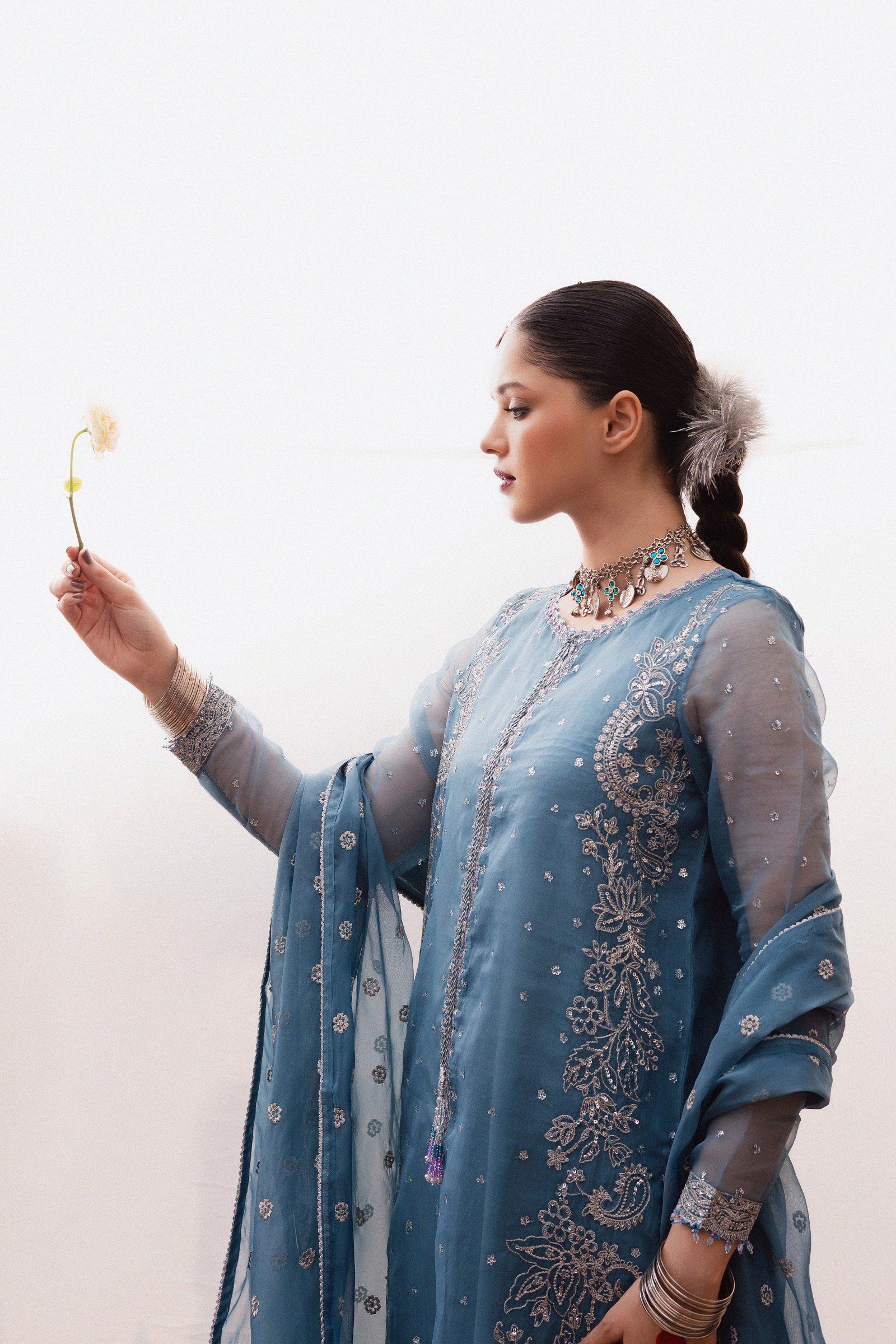  Liyana Lapis 3Pc - Festive Luxe Pret BATIKLuxePRET  BATIK   XS / Stone Blue / Organza & Raw Silk-S / Stone Blue / Organza & Raw Silk-M / Stone Blue / Organza & Raw Silk-L / Stone Blue / Organza & Raw Silk-XL / Stone Blue / Organza & Raw Silk