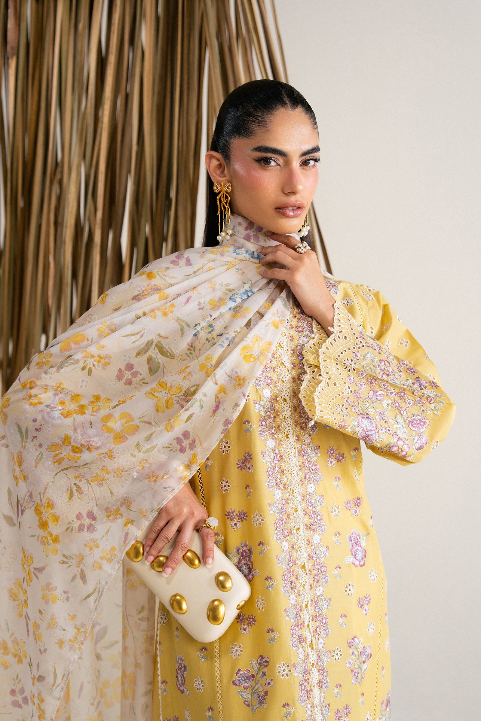 Lumi 3Pc - Festive Eid Pret BATIKSS26 BATIK XS / Ochre / Pima Lawn-S / Ochre / Pima Lawn-M / Ochre / Pima Lawn-L / Ochre / Pima Lawn-XL / Ochre / Pima Lawn