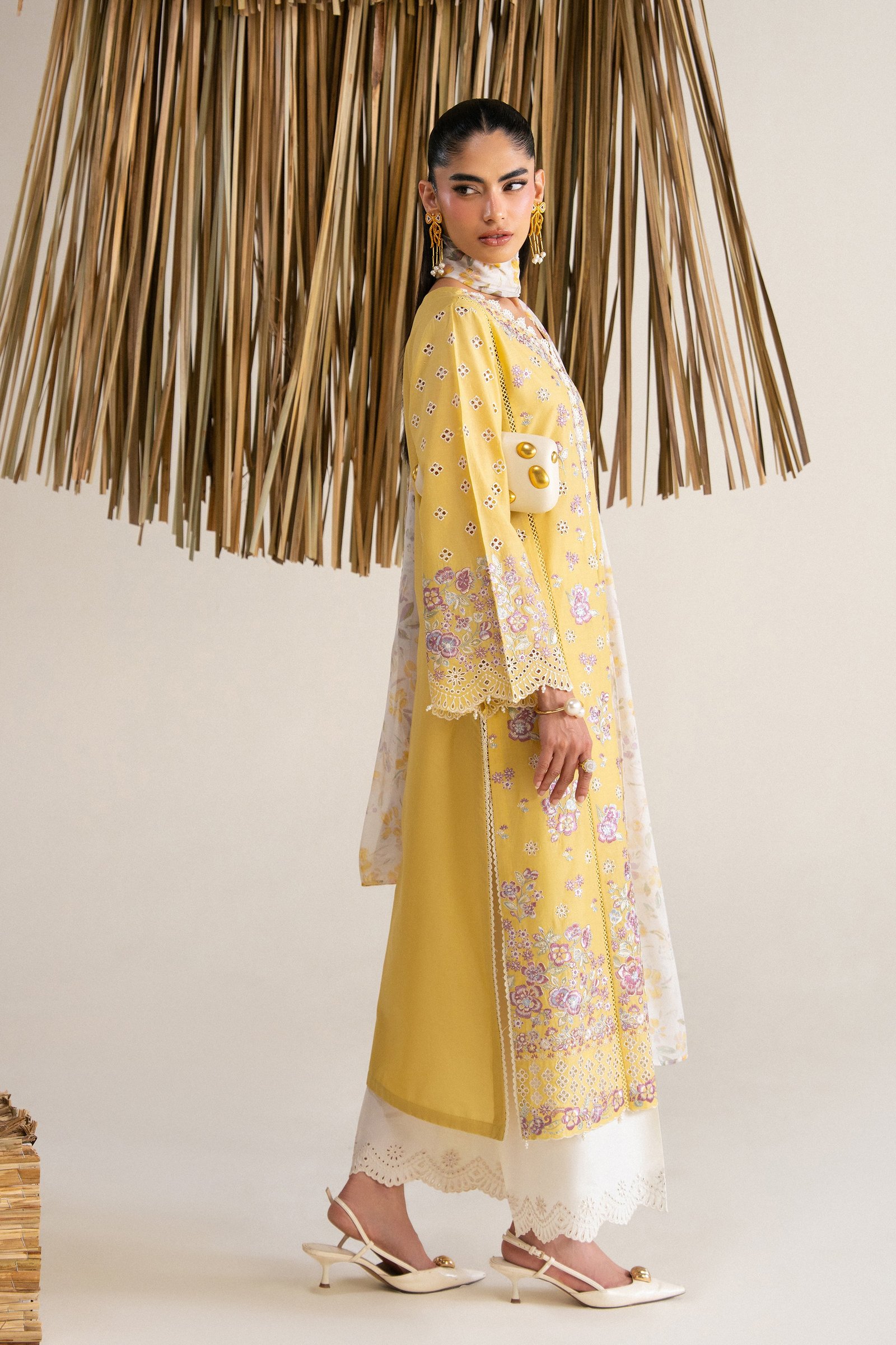 Lumi 3Pc - Festive Eid Pret BATIKSS26 BATIK XS / Ochre / Pima Lawn-S / Ochre / Pima Lawn-M / Ochre / Pima Lawn-L / Ochre / Pima Lawn-XL / Ochre / Pima Lawn
