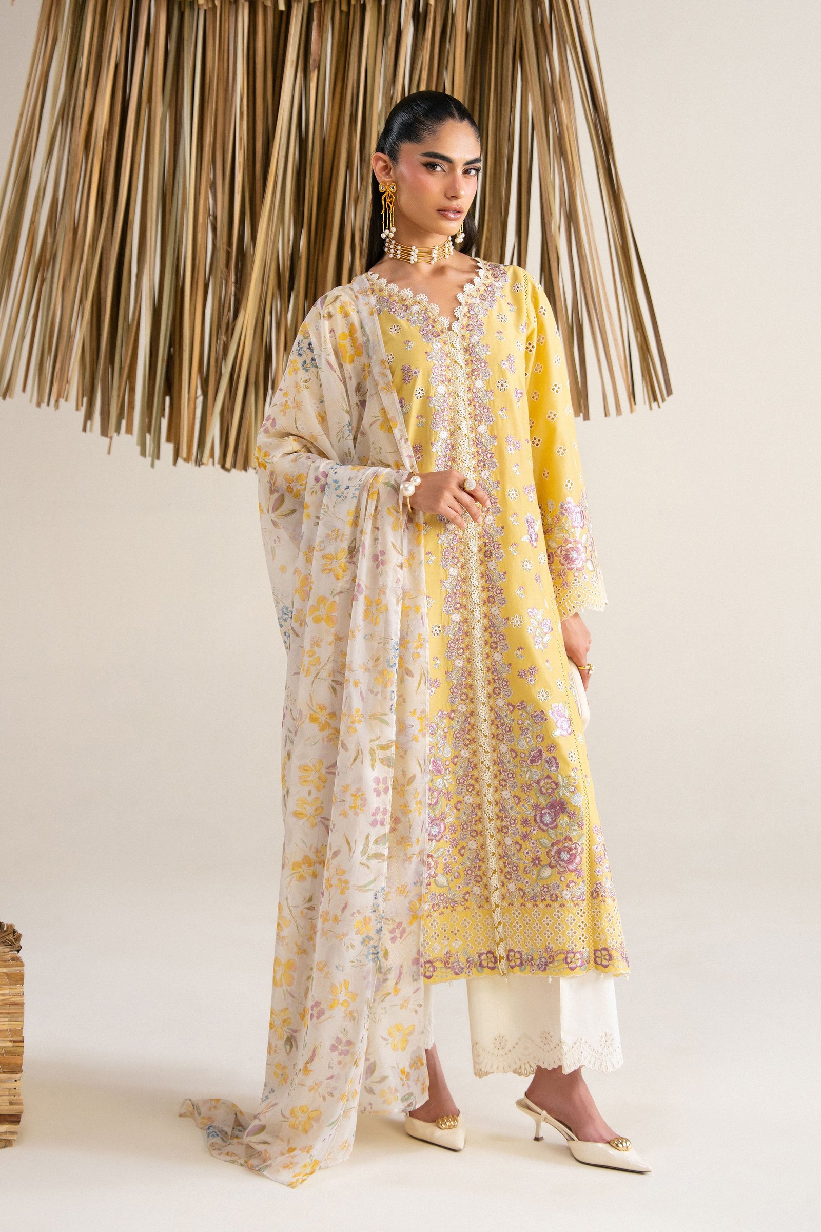 Lumi 3Pc - Festive Eid Pret BATIKSS26 BATIK XS / Ochre / Pima Lawn-S / Ochre / Pima Lawn-M / Ochre / Pima Lawn-L / Ochre / Pima Lawn-XL / Ochre / Pima Lawn