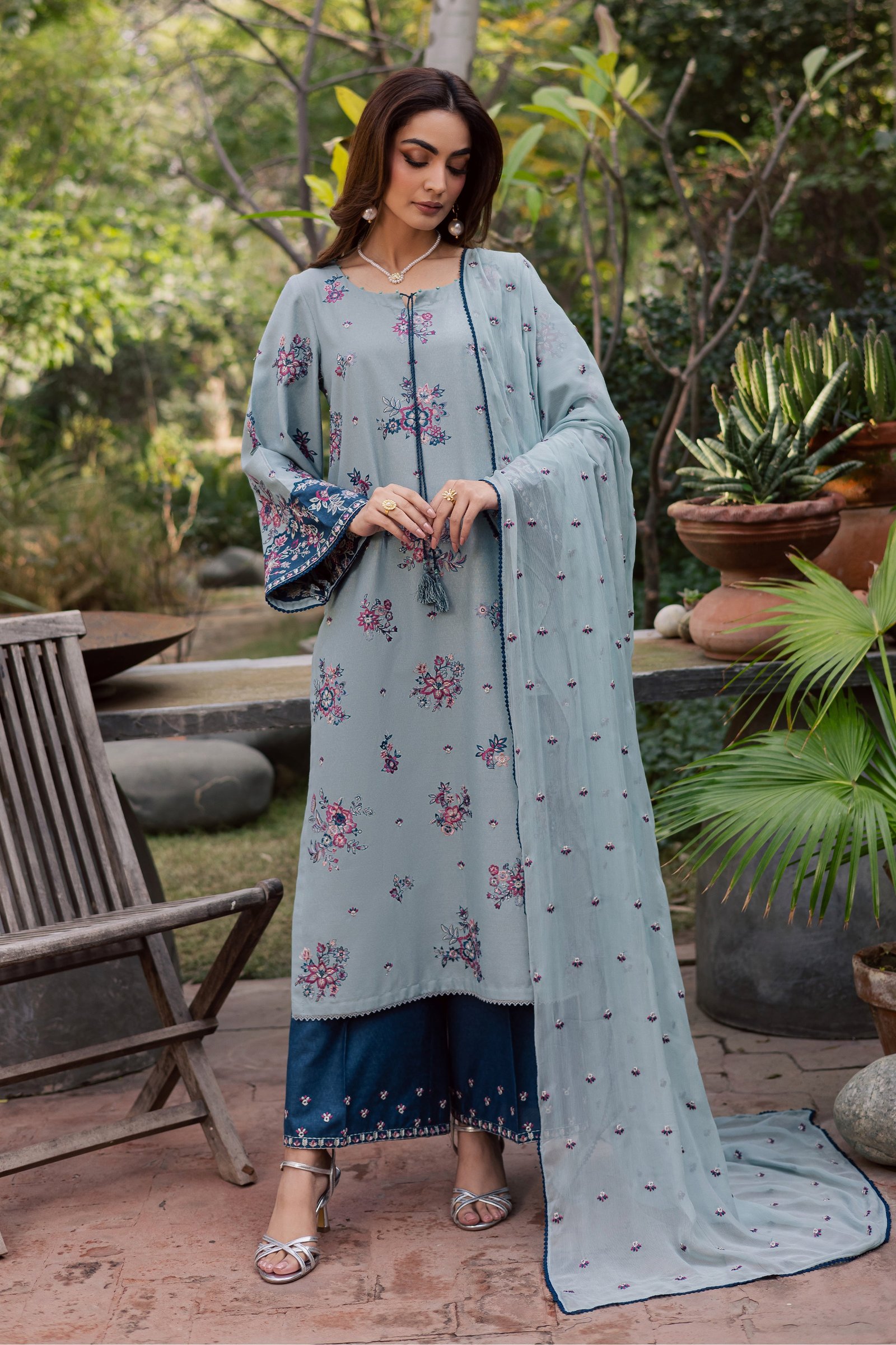  Madden 3Pc - Embroidered Festive Pret BATIK WINTER PRET 2025  BATIK   XS / Ice Blue / Textured Cotton-S / Ice Blue / Textured Cotton-M / Ice Blue / Textured Cotton-L / Ice Blue / Textured Cotton-XL / Ice Blue / Textured Cotton