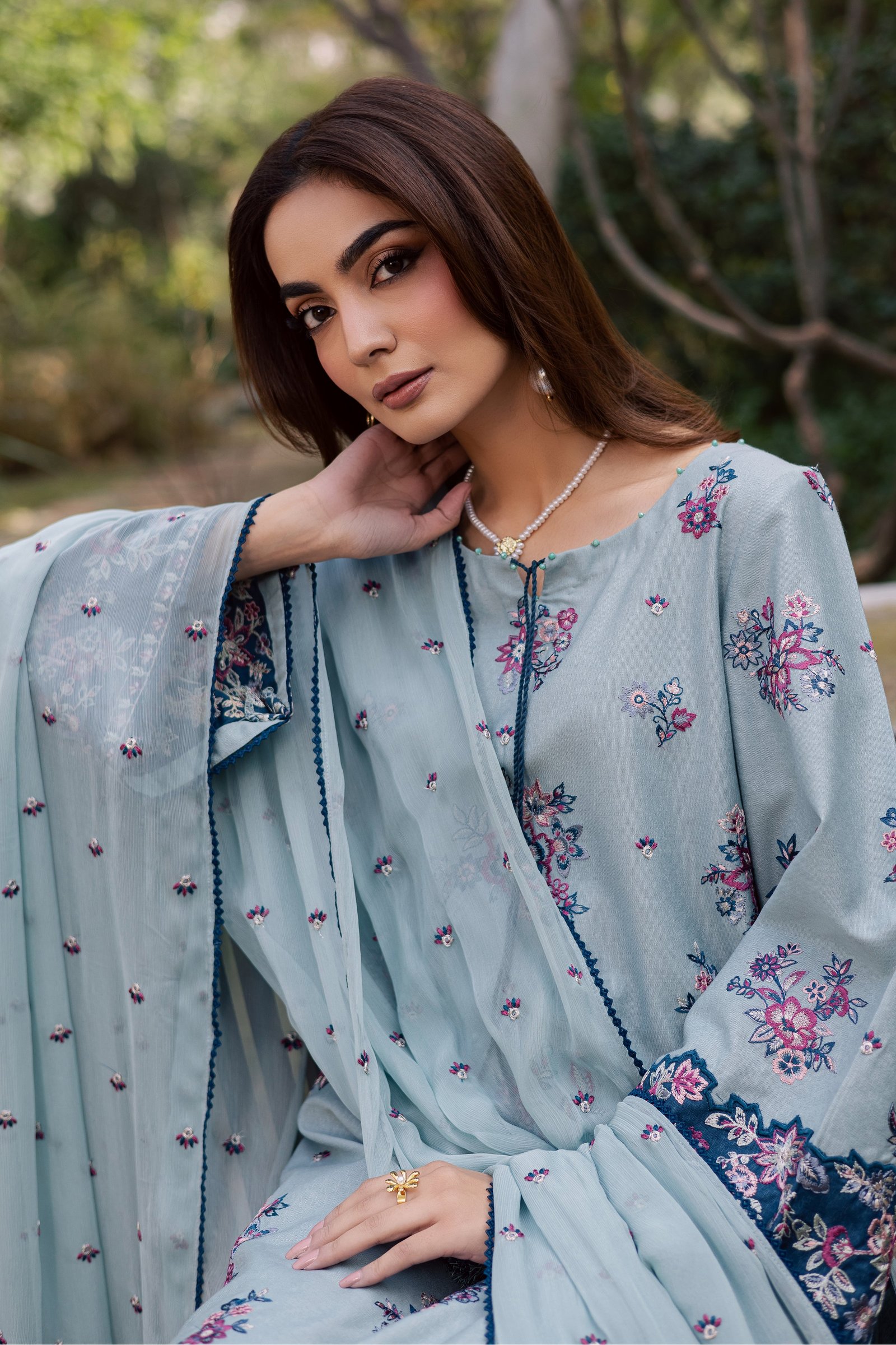 Madden 3Pc - Embroidered Festive Pret BATIK WINTER PRET 2025 BATIK XS / Ice Blue / Textured Cotton-S / Ice Blue / Textured Cotton-M / Ice Blue / Textured Cotton-L / Ice Blue / Textured Cotton-XL / Ice Blue / Textured Cotton