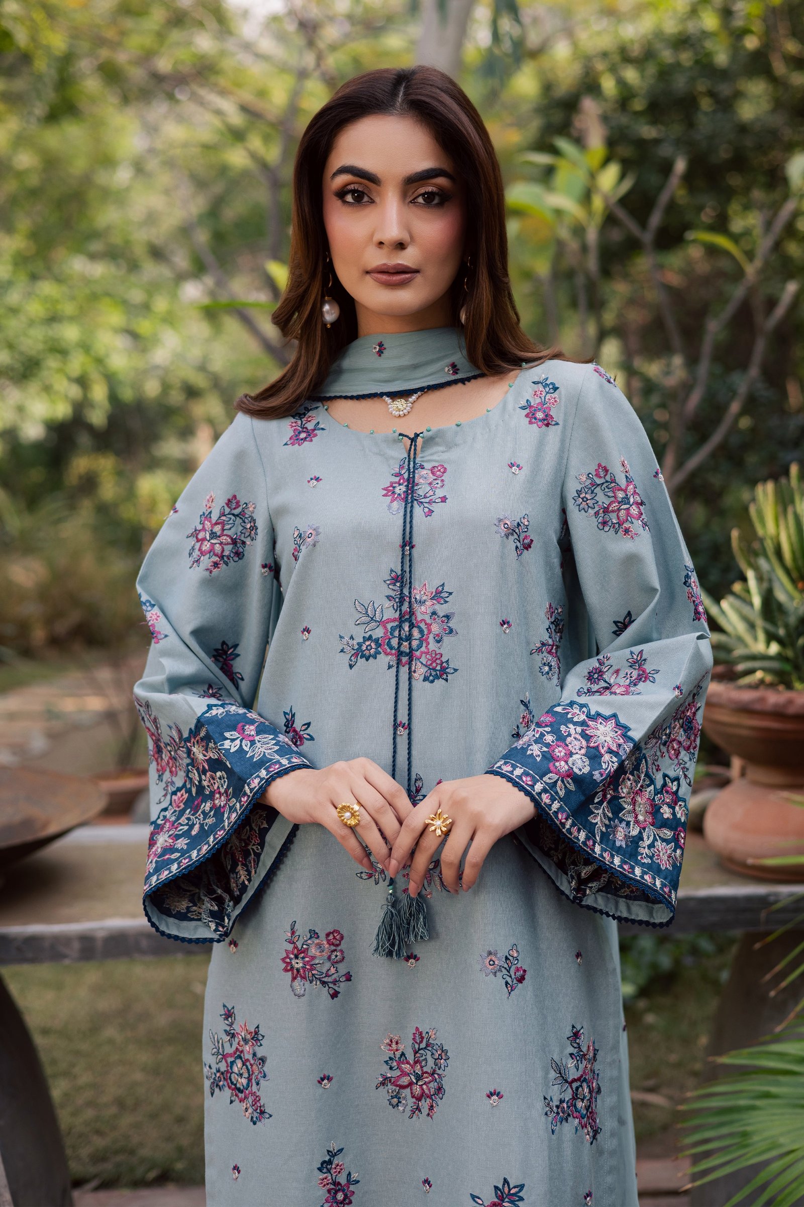 Madden 3Pc - Embroidered Festive Pret BATIK WINTER PRET 2025 BATIK XS / Ice Blue / Textured Cotton-S / Ice Blue / Textured Cotton-M / Ice Blue / Textured Cotton-L / Ice Blue / Textured Cotton-XL / Ice Blue / Textured Cotton