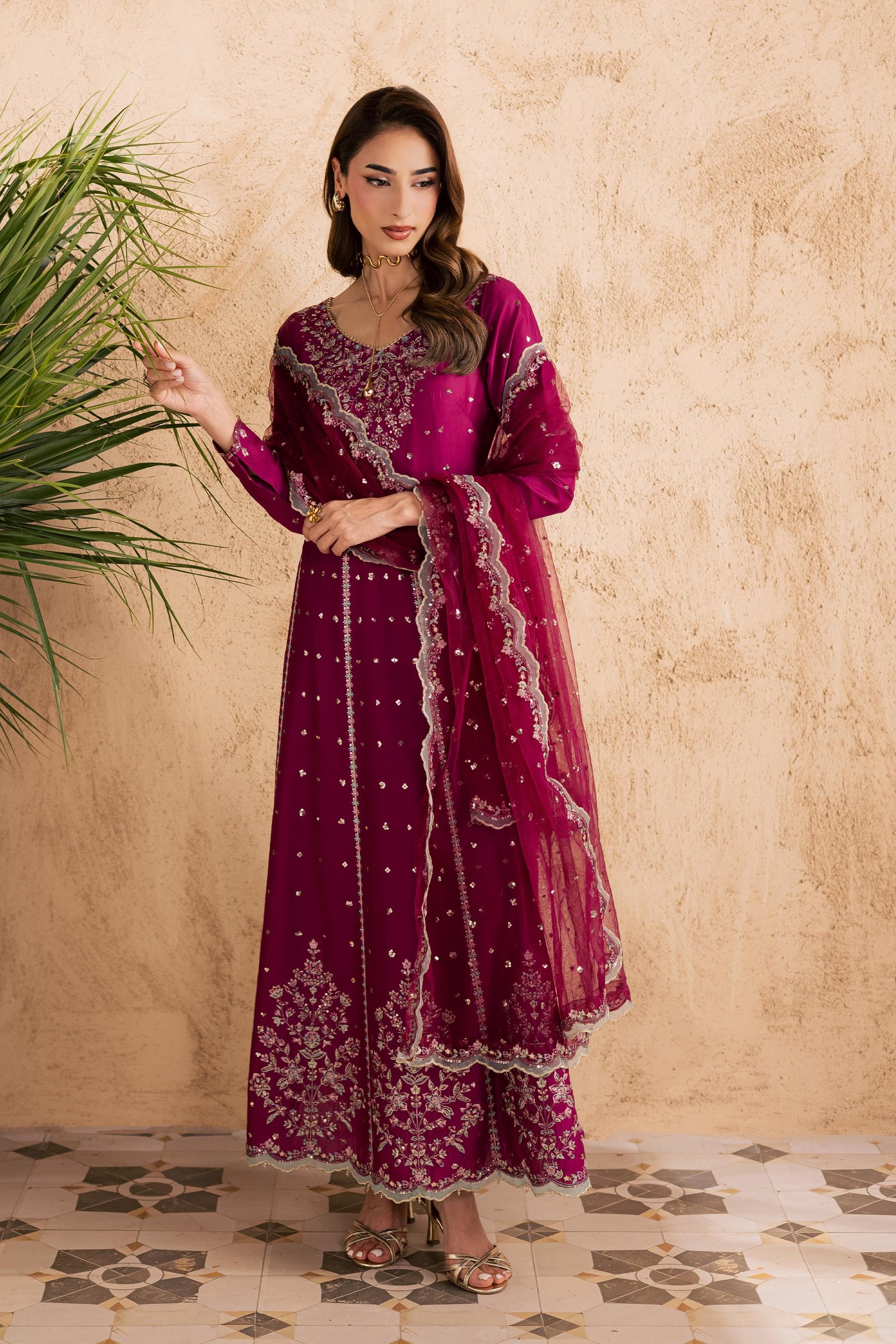 Magenta Blue 3Pc - Embroidered Festive Pret BATIKSS26 BATIK XS / Magenta / Pima Lawn-S / Magenta / Pima Lawn-M / Magenta / Pima Lawn-L / Magenta / Pima Lawn-XL / Magenta / Pima Lawn