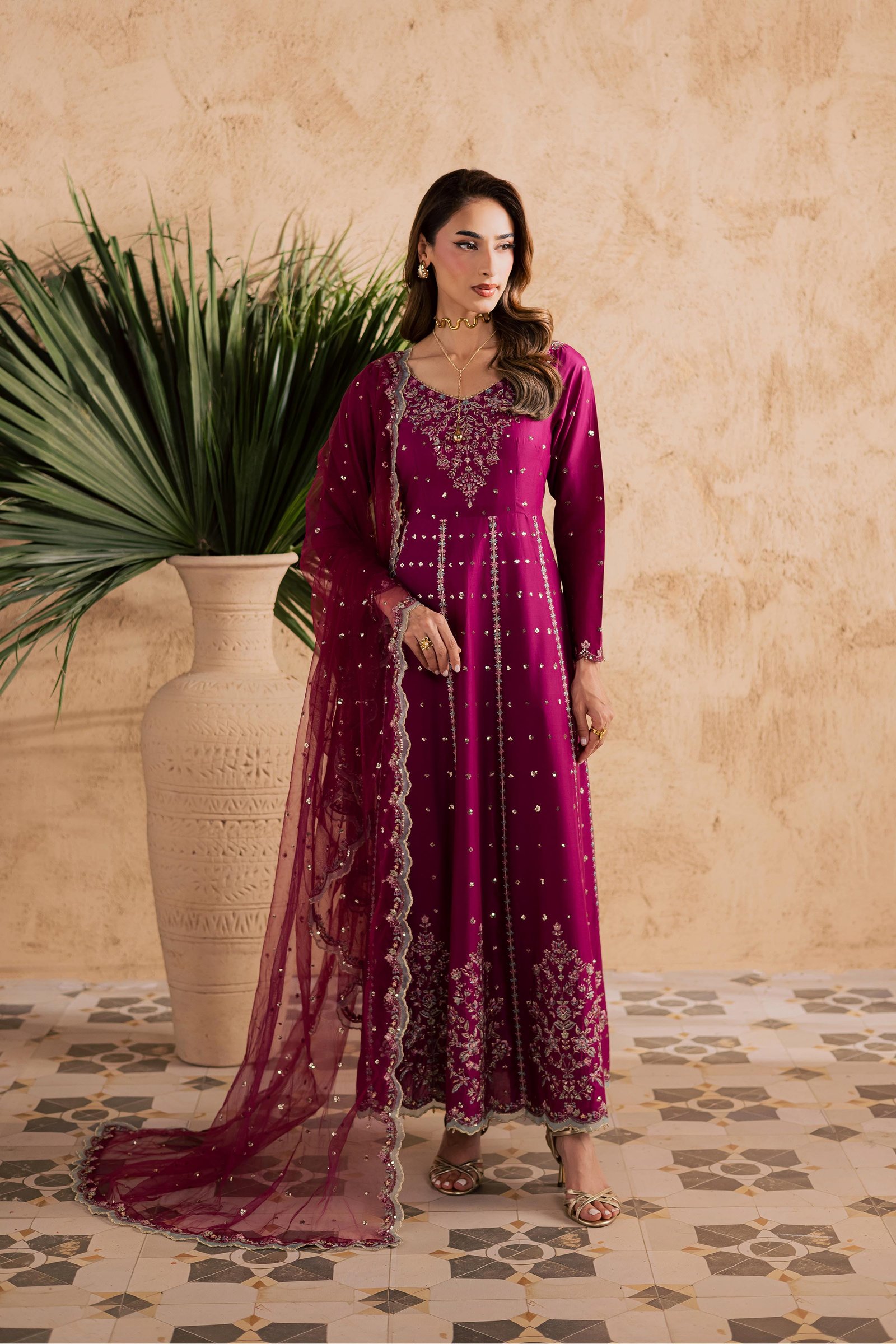 Magenta Blue 3Pc - Embroidered Festive Pret BATIKSS26 BATIK XS / Magenta / Pima Lawn-S / Magenta / Pima Lawn-M / Magenta / Pima Lawn-L / Magenta / Pima Lawn-XL / Magenta / Pima Lawn