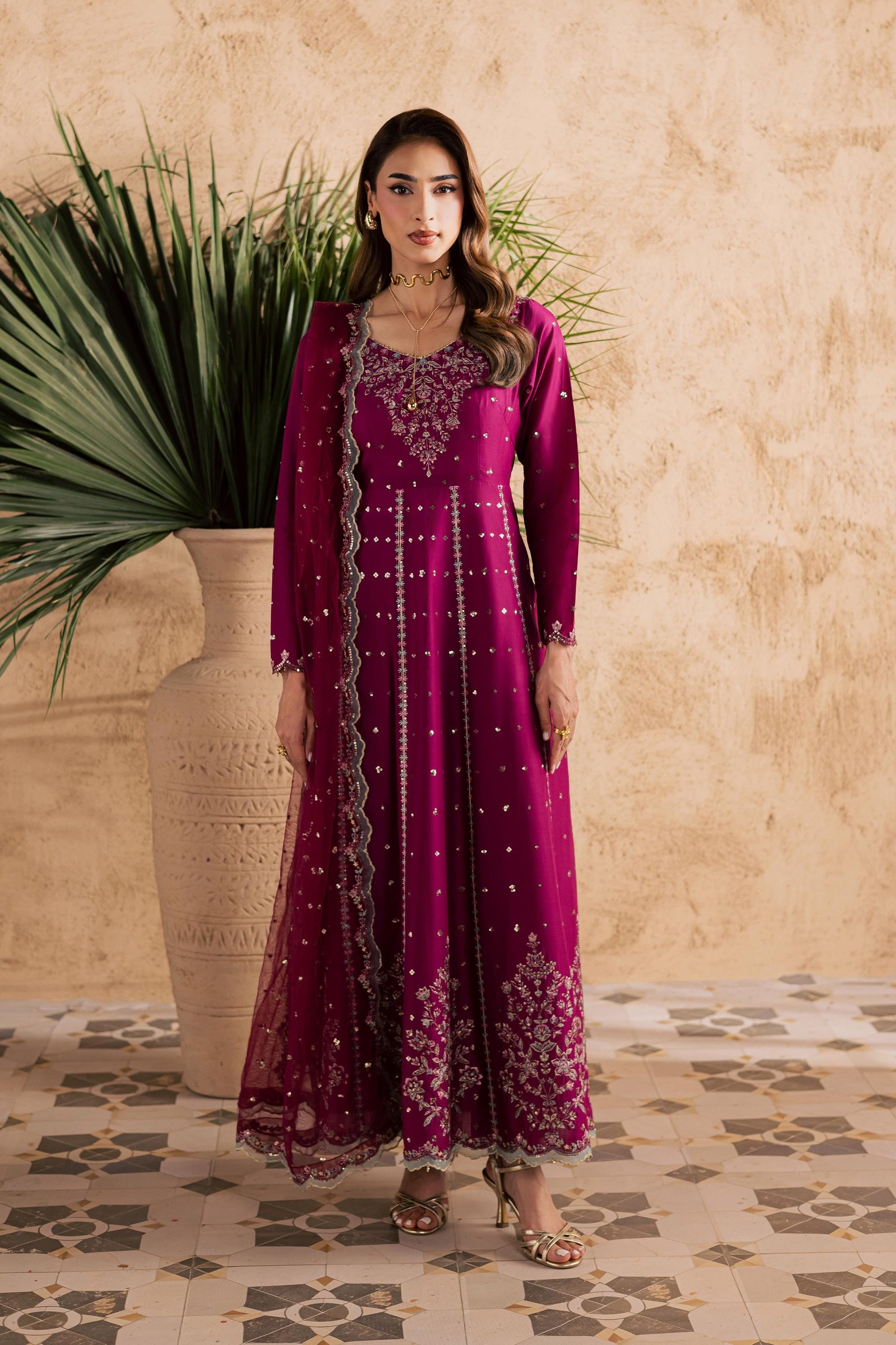 Magenta Blue 3Pc - Embroidered Festive Pret BATIKSS26 BATIK XS / Magenta / Pima Lawn-S / Magenta / Pima Lawn-M / Magenta / Pima Lawn-L / Magenta / Pima Lawn-XL / Magenta / Pima Lawn