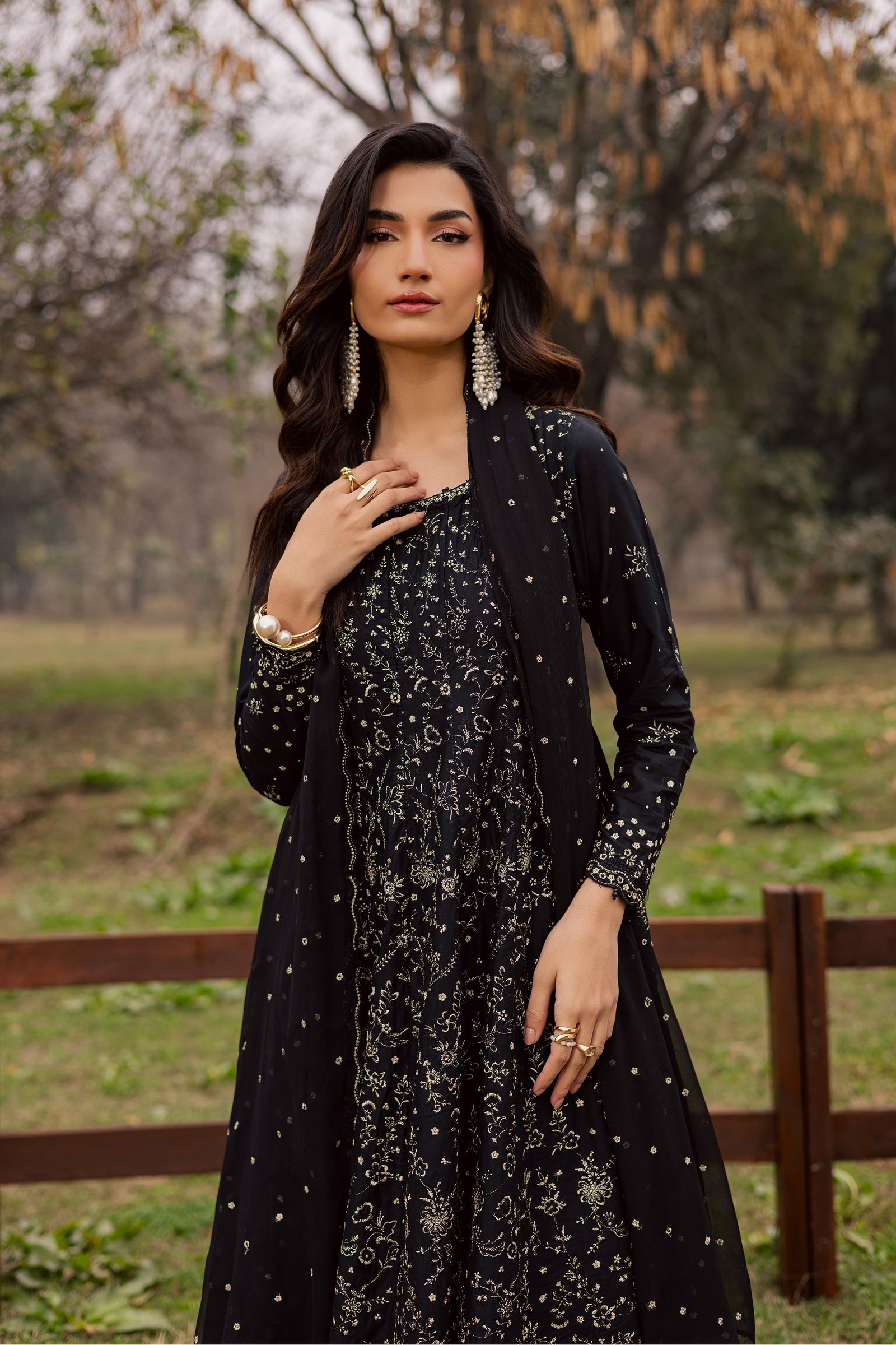 Mah e Nur 3Pc - Festive Embroidered Lawn BATIKEID2026 BATIK XS / Black / Pima Lawn-S / Black / Pima Lawn-M / Black / Pima Lawn-L / Black / Pima Lawn-XL / Black / Pima Lawn