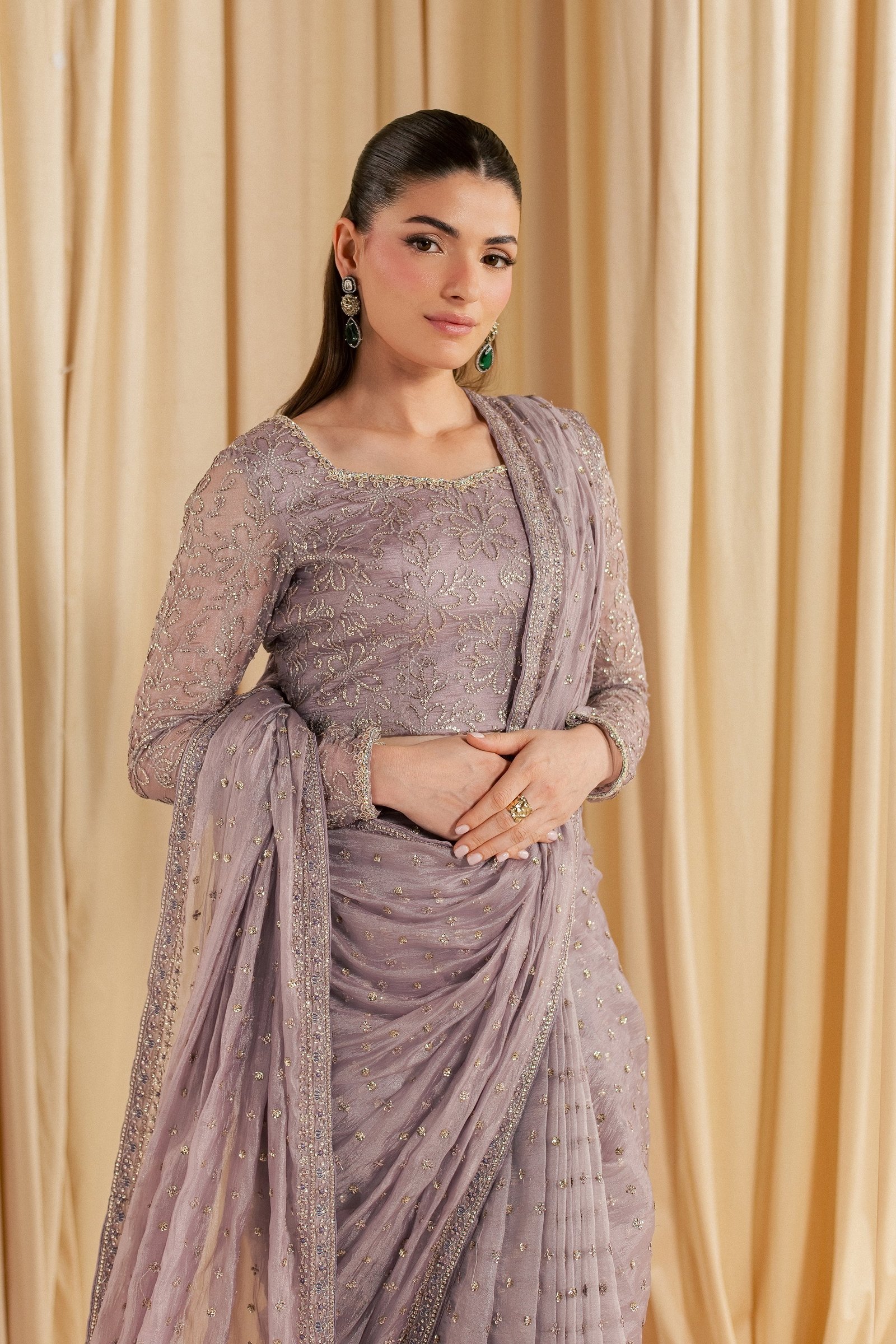Mahim 3Pc - Festive Luxe Pret STUDIOLUXEAUG26 BATIK S / Lilac / Tissue Silk