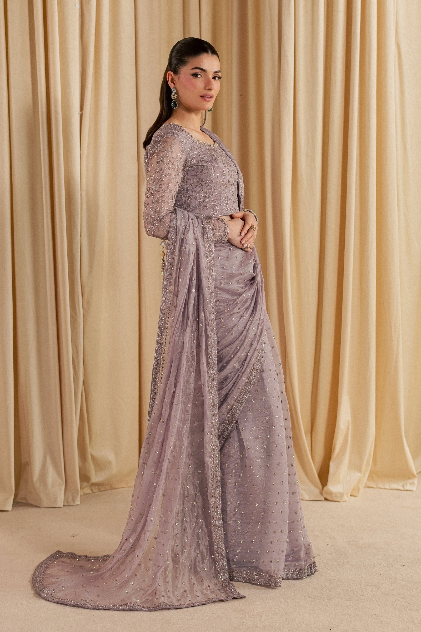 Mahim 3Pc - Festive Luxe Pret STUDIOLUXEAUG26 BATIK S / Lilac / Tissue Silk
