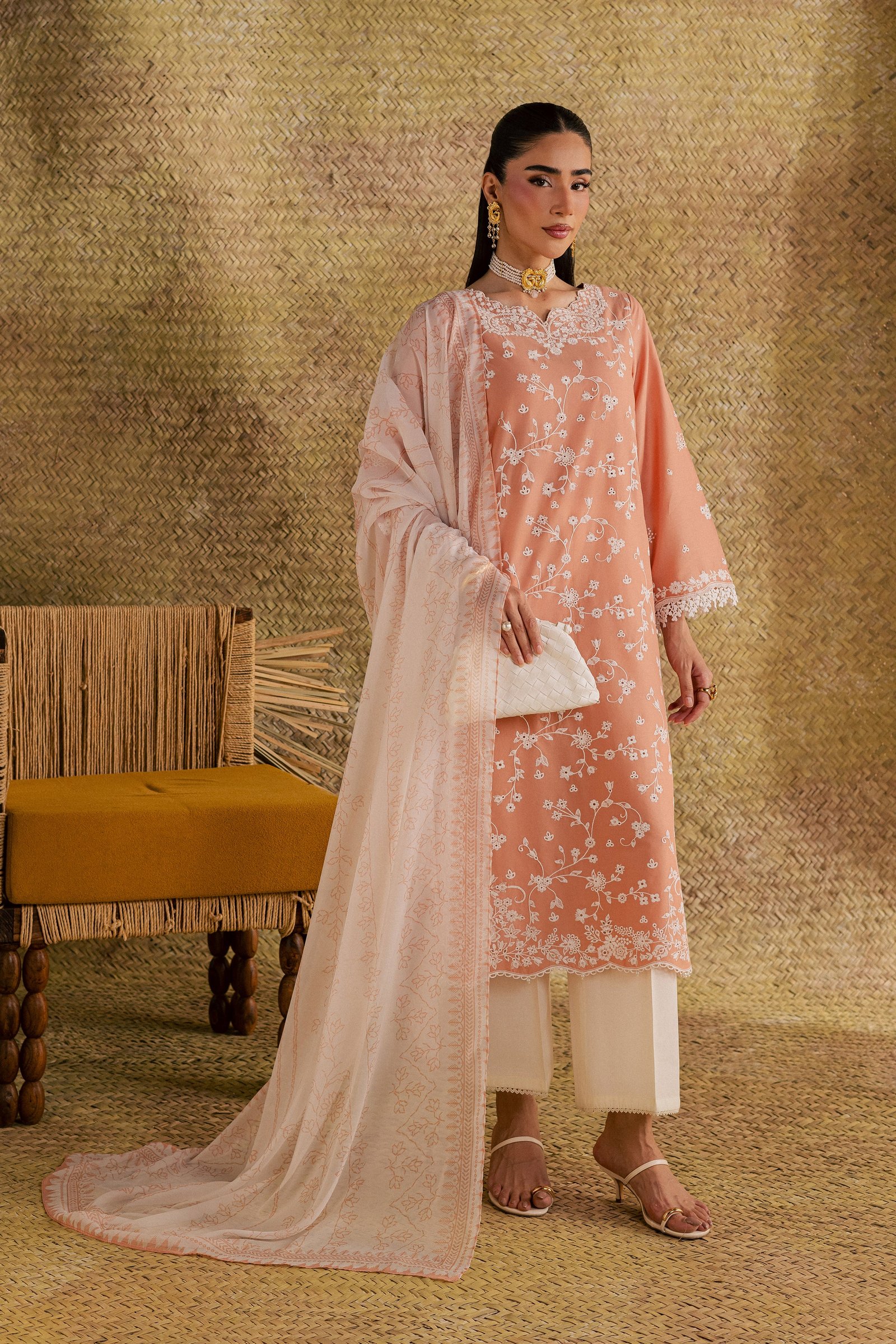  Maiza 3Pc - Festive Eid Pret BATIKSS26  BATIK   XS / Peach / Pima Lawn-S / Peach / Pima Lawn-M / Peach / Pima Lawn-L / Peach / Pima Lawn-XL / Peach / Pima Lawn