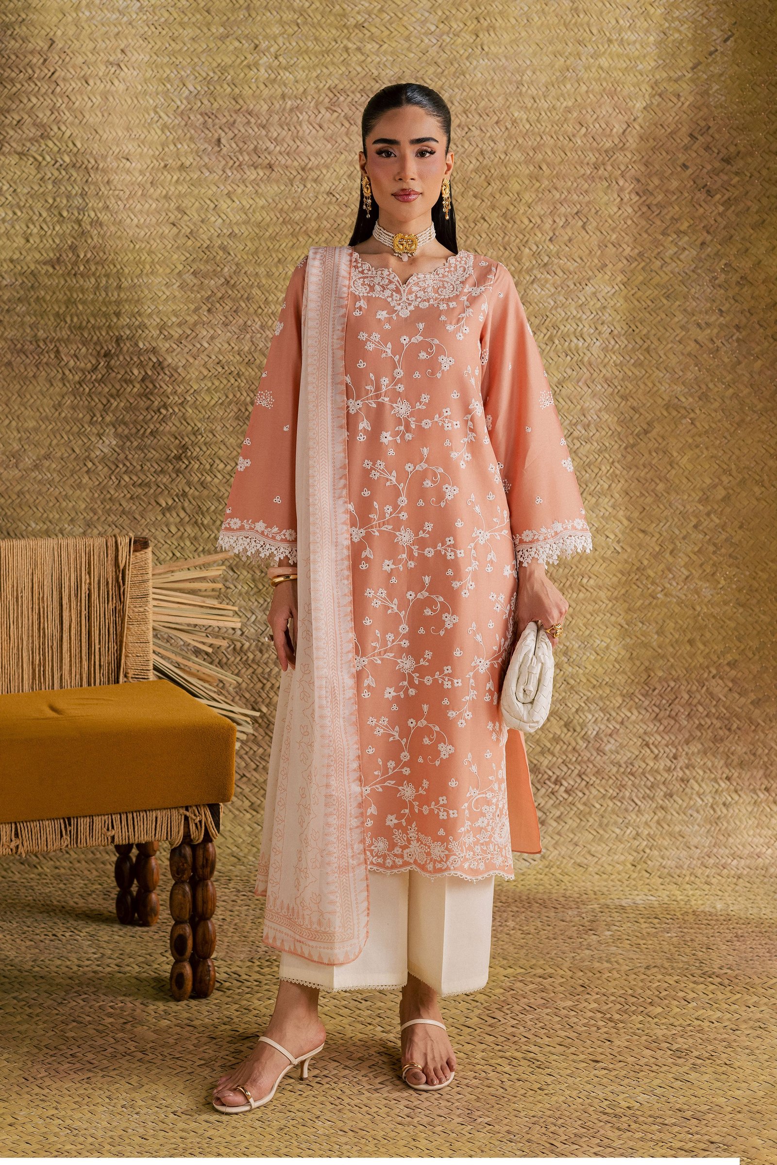 Maiza 3Pc - Festive Eid Pret BATIKSS26 BATIK XS / Peach / Pima Lawn-S / Peach / Pima Lawn-M / Peach / Pima Lawn-L / Peach / Pima Lawn-XL / Peach / Pima Lawn