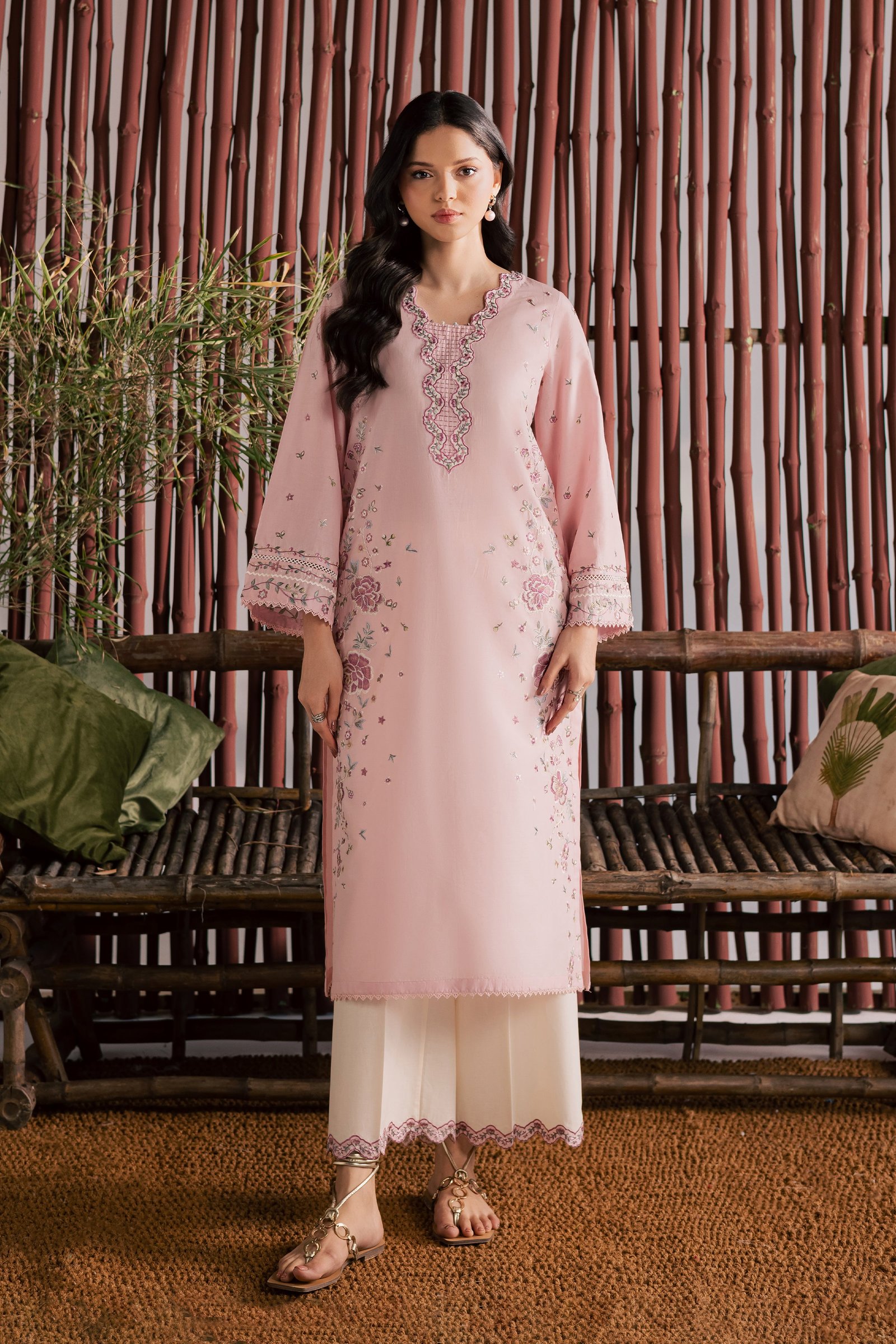 Mallow 2Pc - Embroidered Lawn Dress EverydayEdit26 BATIK XS / Powder Pink / Pima Lawn-S / Powder Pink / Pima Lawn-M / Powder Pink / Pima Lawn-L / Powder Pink / Pima Lawn-XL / Powder Pink / Pima Lawn