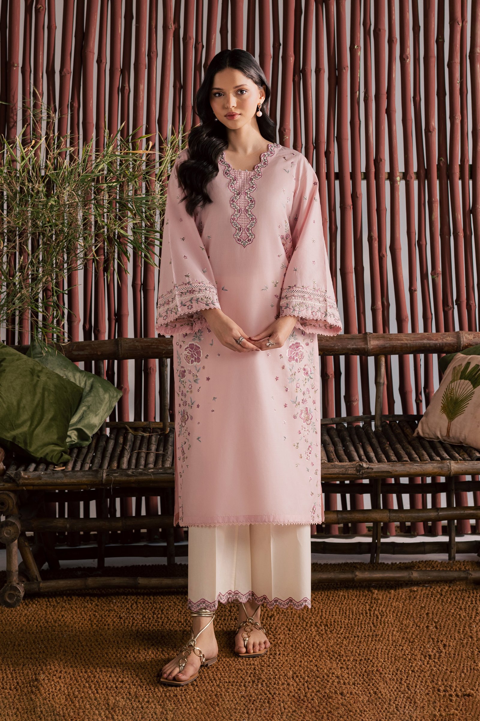 Mallow 2Pc - Embroidered Lawn Dress EverydayEdit26 BATIK XS / Powder Pink / Pima Lawn-S / Powder Pink / Pima Lawn-M / Powder Pink / Pima Lawn-L / Powder Pink / Pima Lawn-XL / Powder Pink / Pima Lawn