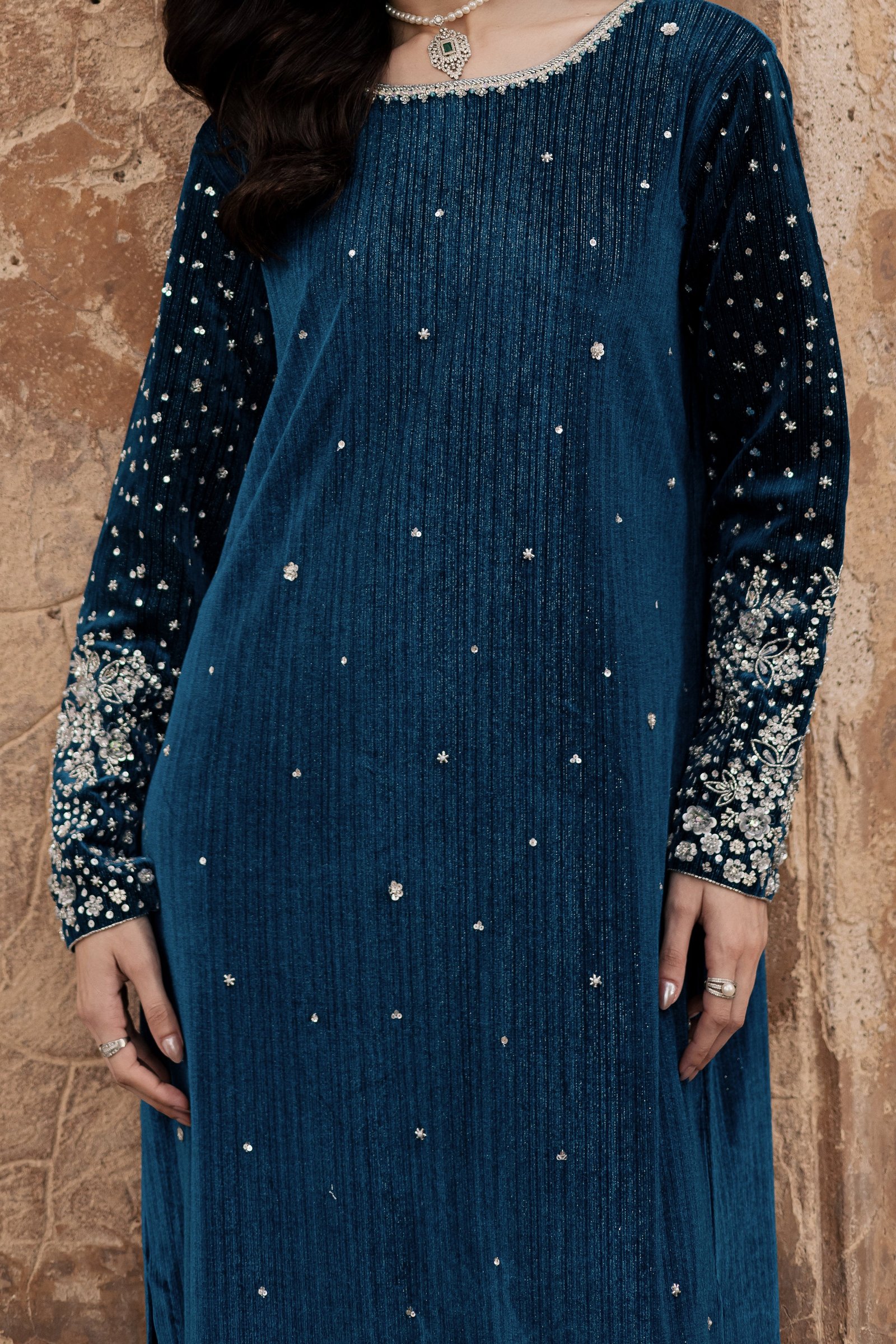  Mandana 2Pc - Velvet Formal Dress BATIKstudio  BATIK   S / Teal / Velvet-M / Teal / Velvet-L / Teal / Velvet