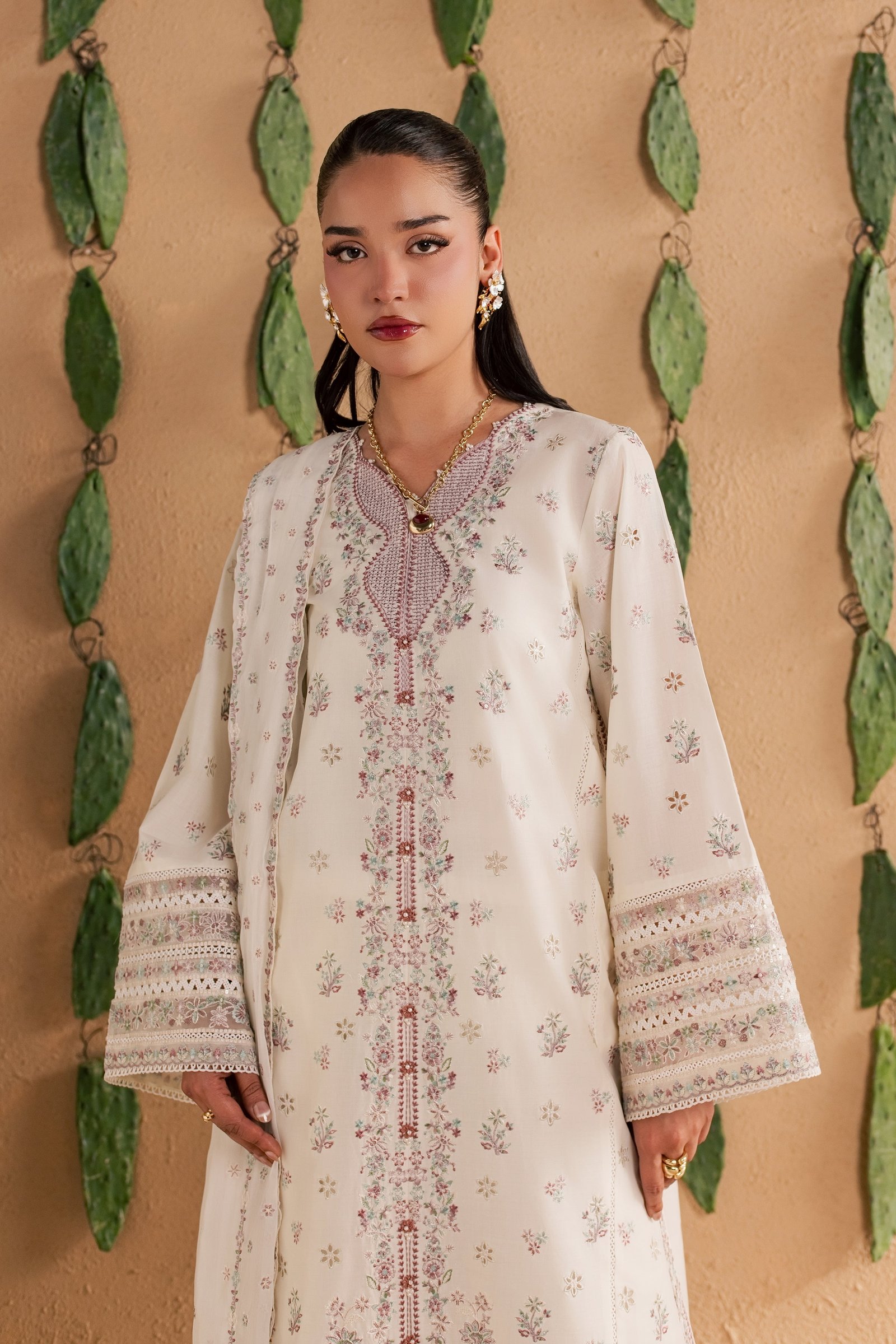 Manon 3Pc - Luxury Embroidered Lawn BATIKSS26 BATIK XS / Eggnog / Pima Lawn-S / Eggnog / Pima Lawn-M / Eggnog / Pima Lawn-L / Eggnog / Pima Lawn-XL / Eggnog / Pima Lawn