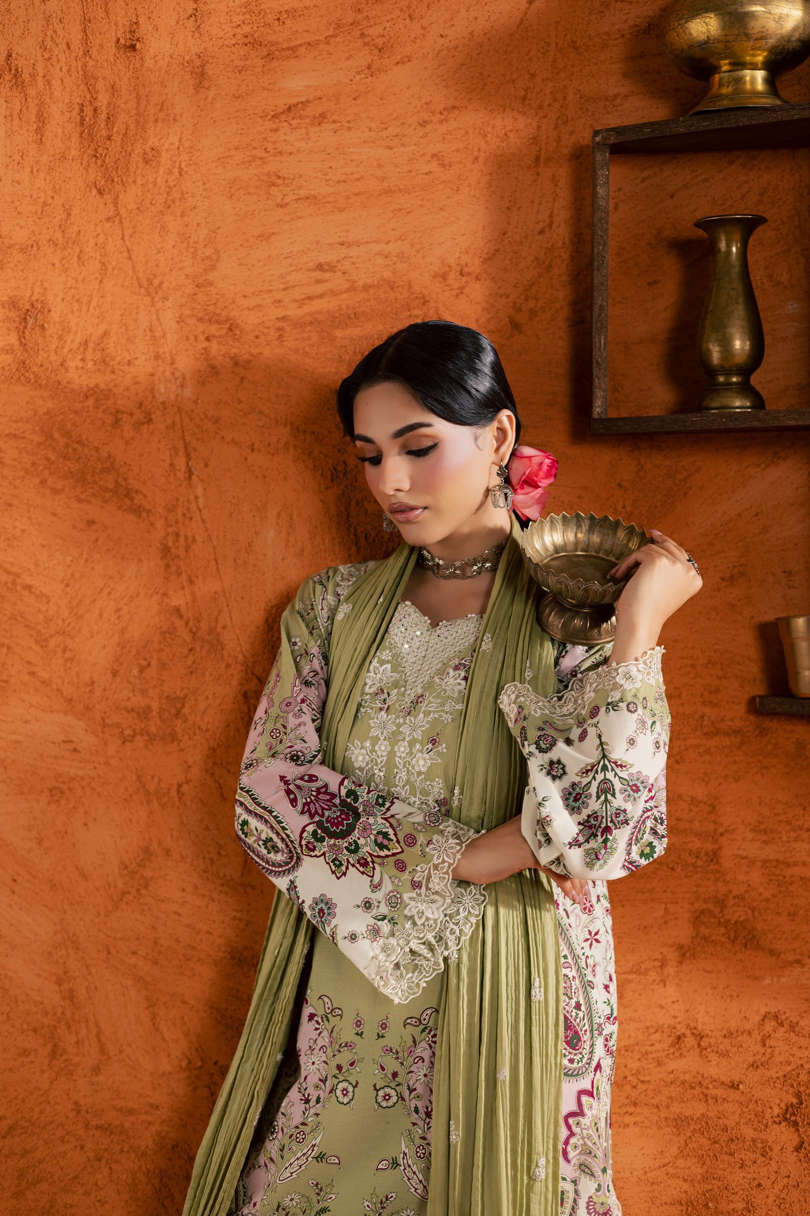  Margot 3Pc - Printed Lawn Dress BATIKEID2026  BATIK   XS / Green / Lawn-S / Green / Lawn-M / Green / Lawn-L / Green / Lawn-XL / Green / Lawn