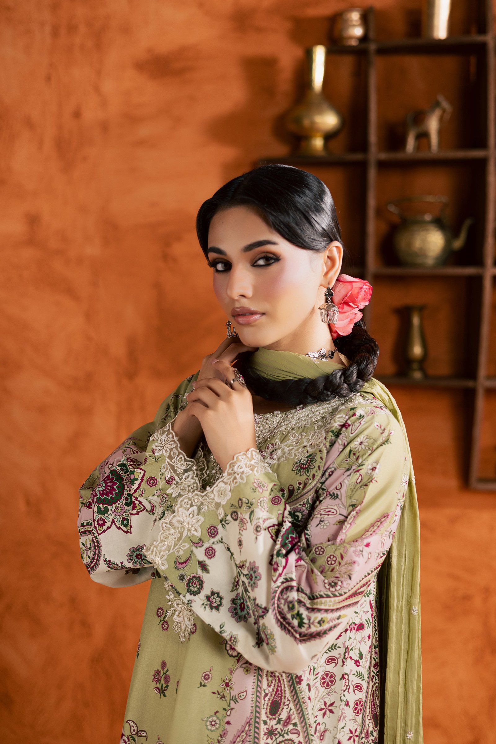  Margot 3Pc - Printed Lawn Dress BATIKEID2026  BATIK   XS / Green / Lawn-S / Green / Lawn-M / Green / Lawn-L / Green / Lawn-XL / Green / Lawn