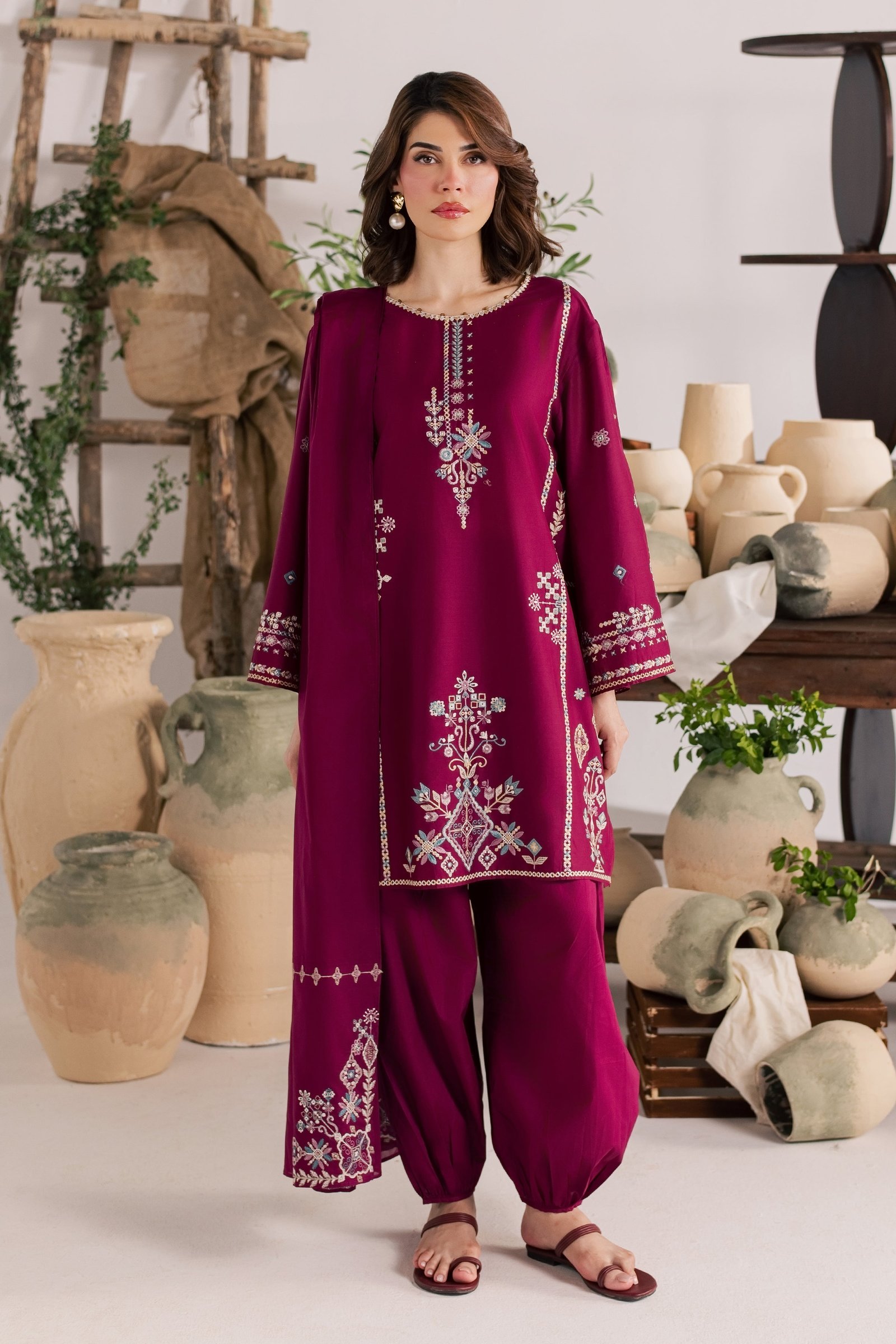 Maroon Mist 3Pc - Embroidered Lawn Dress EverydayEdit26 BATIK XS / Old Mauve / Pima Lawn-S / Old Mauve / Pima Lawn-M / Old Mauve / Pima Lawn-L / Old Mauve / Pima Lawn-XL / Old Mauve / Pima Lawn
