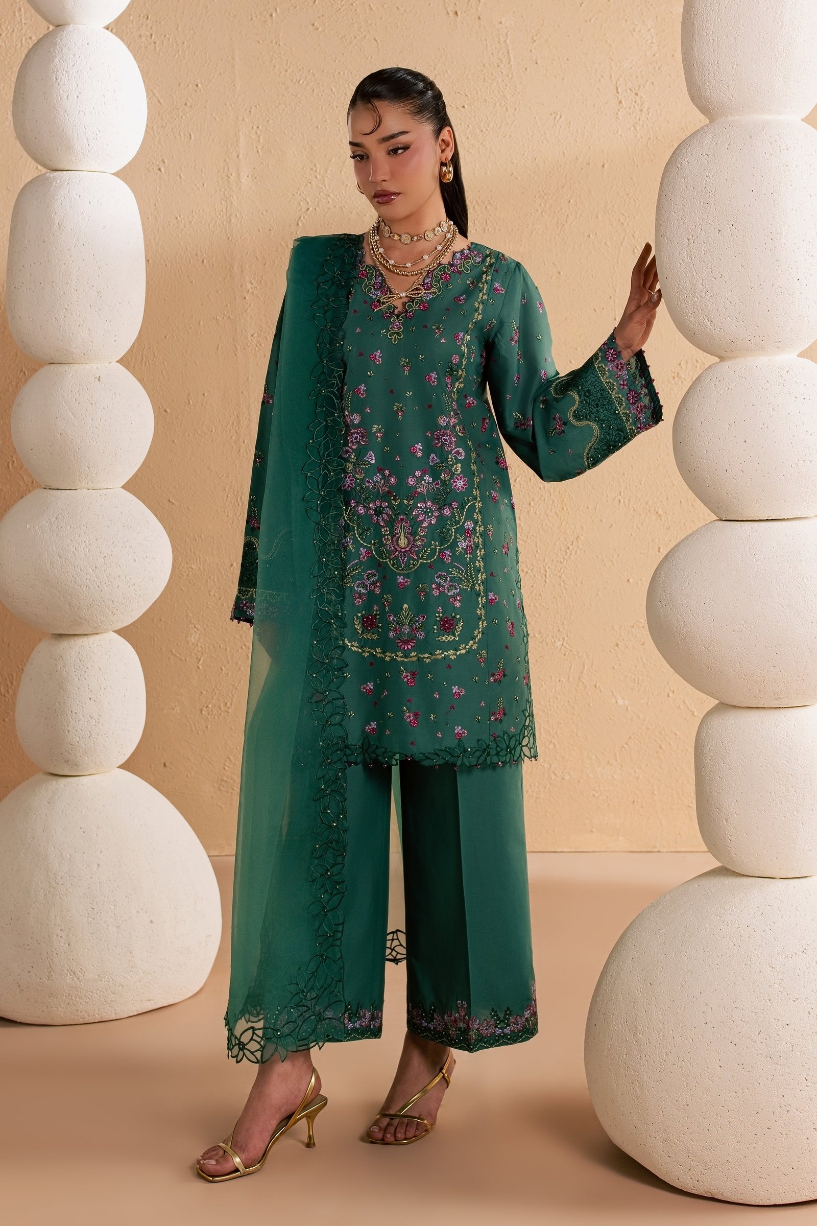Marvi 3Pc - Festive Embroidered Lawn BATIKSS26 BATIK XS / Antique Green / Pima Lawn-S / Antique Green / Pima Lawn-M / Antique Green / Pima Lawn-L / Antique Green / Pima Lawn-XL / Antique Green / Pima Lawn