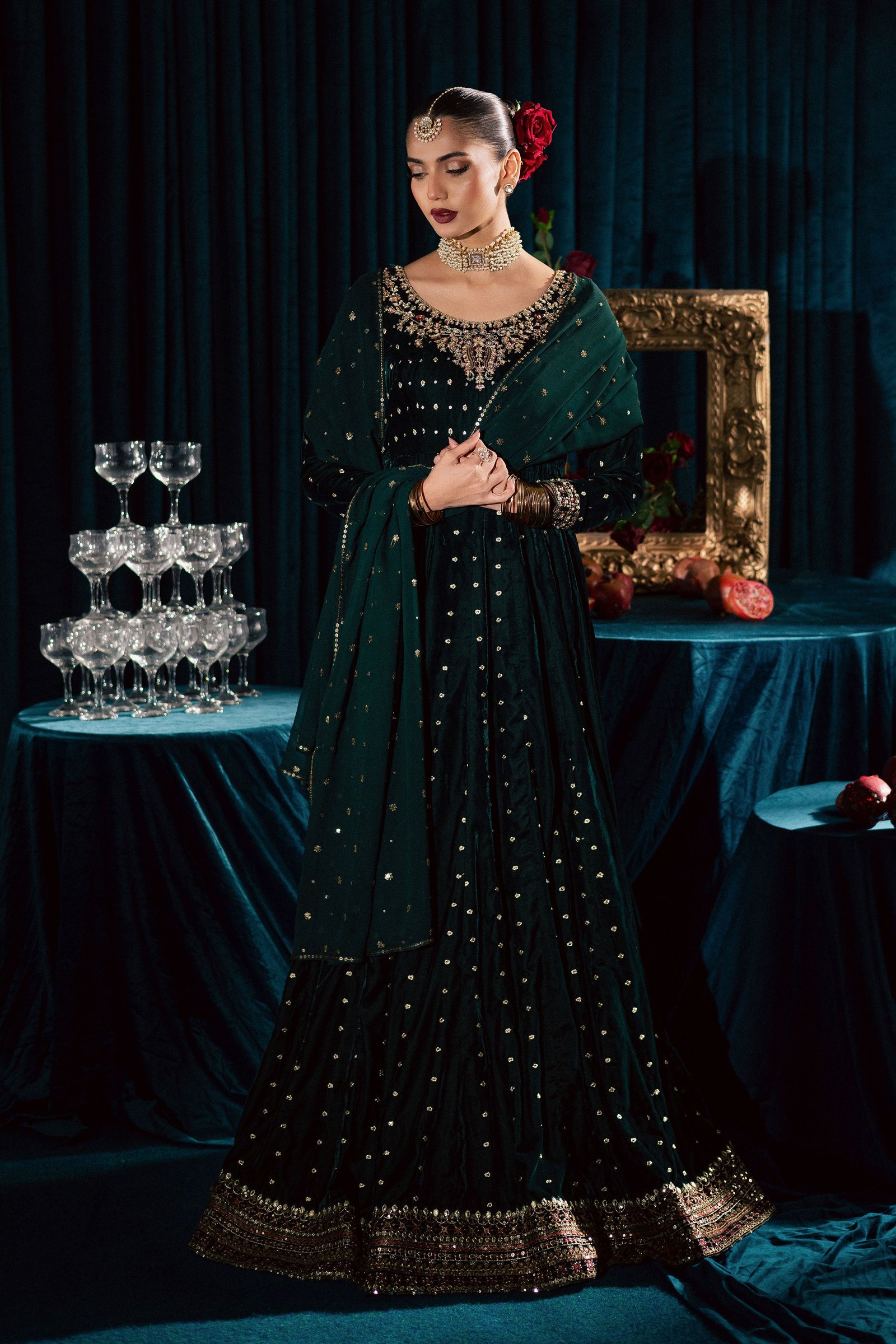 Masoori 3Pc - Velvet Formal Dress BATIKstudio BATIK S / Teal / Velvet-M / Teal / Velvet-L / Teal / Velvet