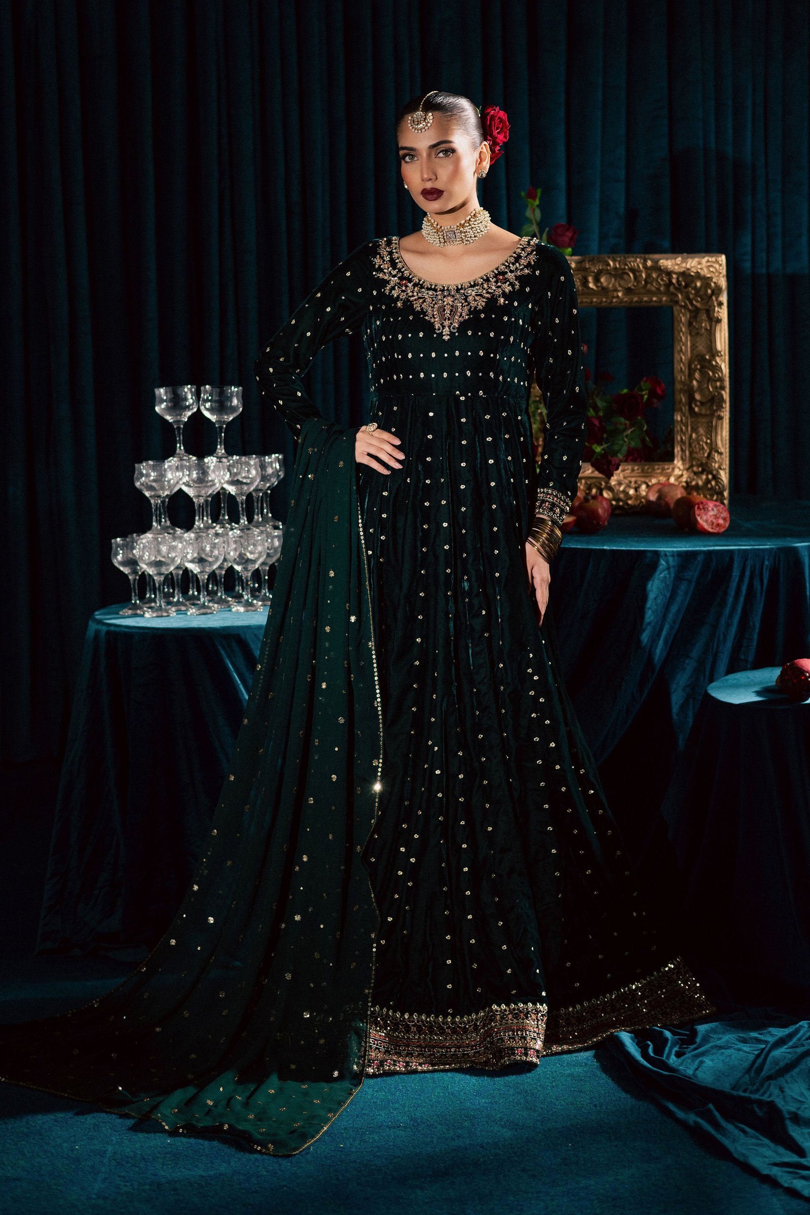  Masoori 3Pc - Velvet Formal Dress BATIKstudio  BATIK   S / Teal / Velvet-M / Teal / Velvet-L / Teal / Velvet