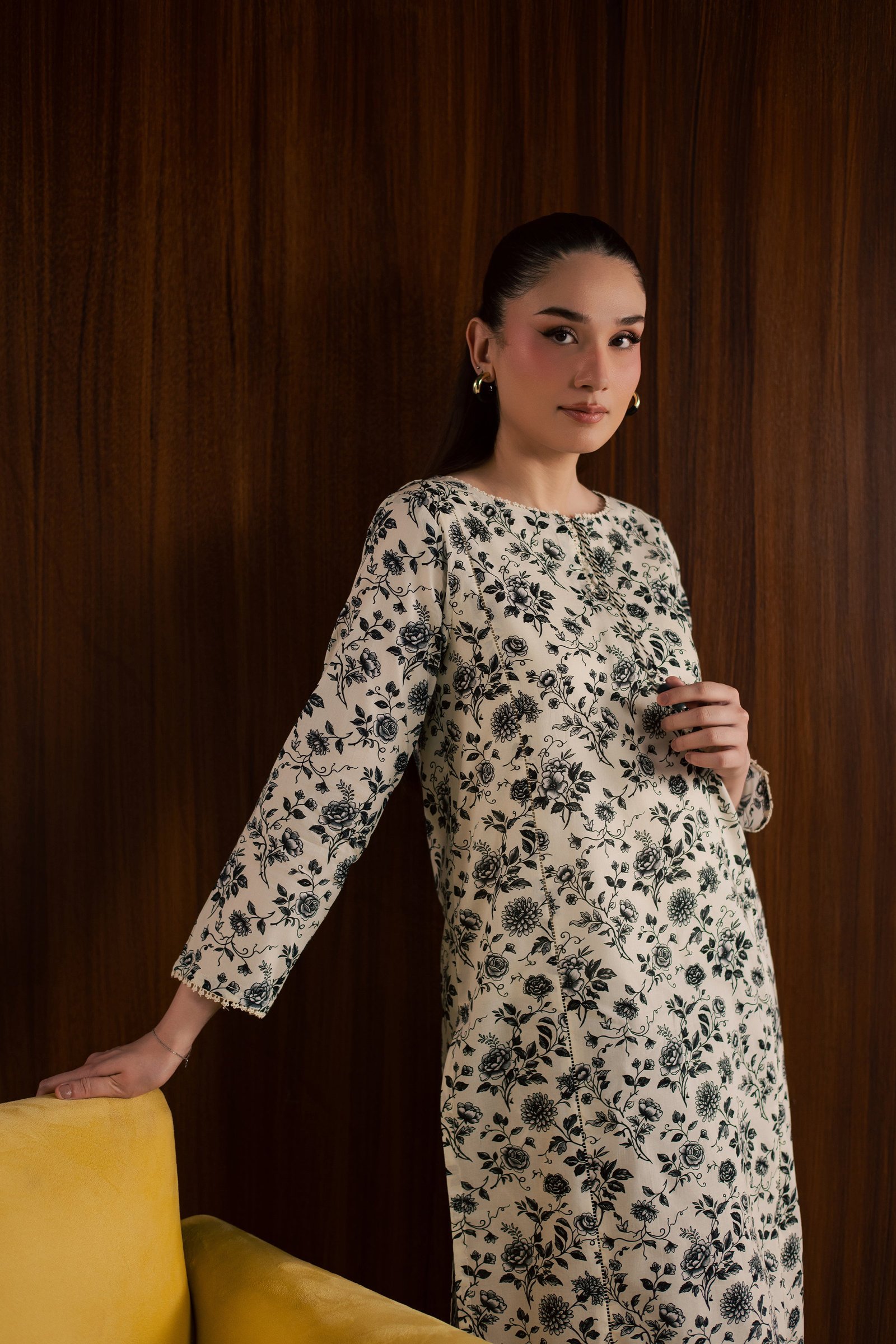  Maxton and Crocus 2Pc - Printed Lawn Dress BATIKSS26  BATIK   XS / White and Black / Lawn-S / White and Black / Lawn-M / White and Black / Lawn-L / White and Black / Lawn-XL / White and Black / Lawn