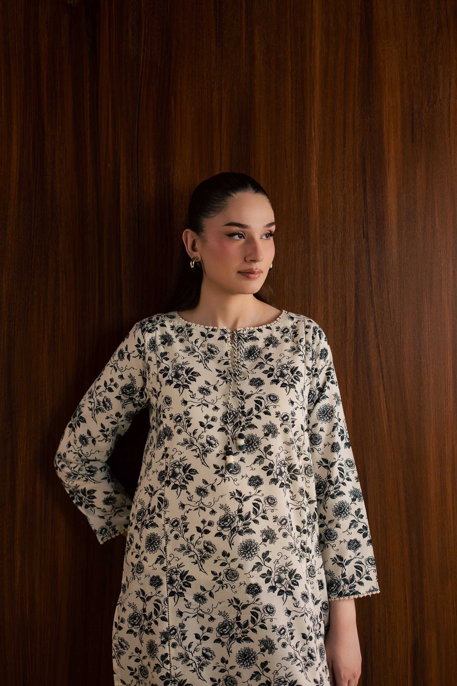 Maxton and Crocus 2Pc - Printed Lawn Dress BATIKSS26 BATIK XS / White and Black / Lawn-S / White and Black / Lawn-M / White and Black / Lawn-L / White and Black / Lawn-XL / White and Black / Lawn