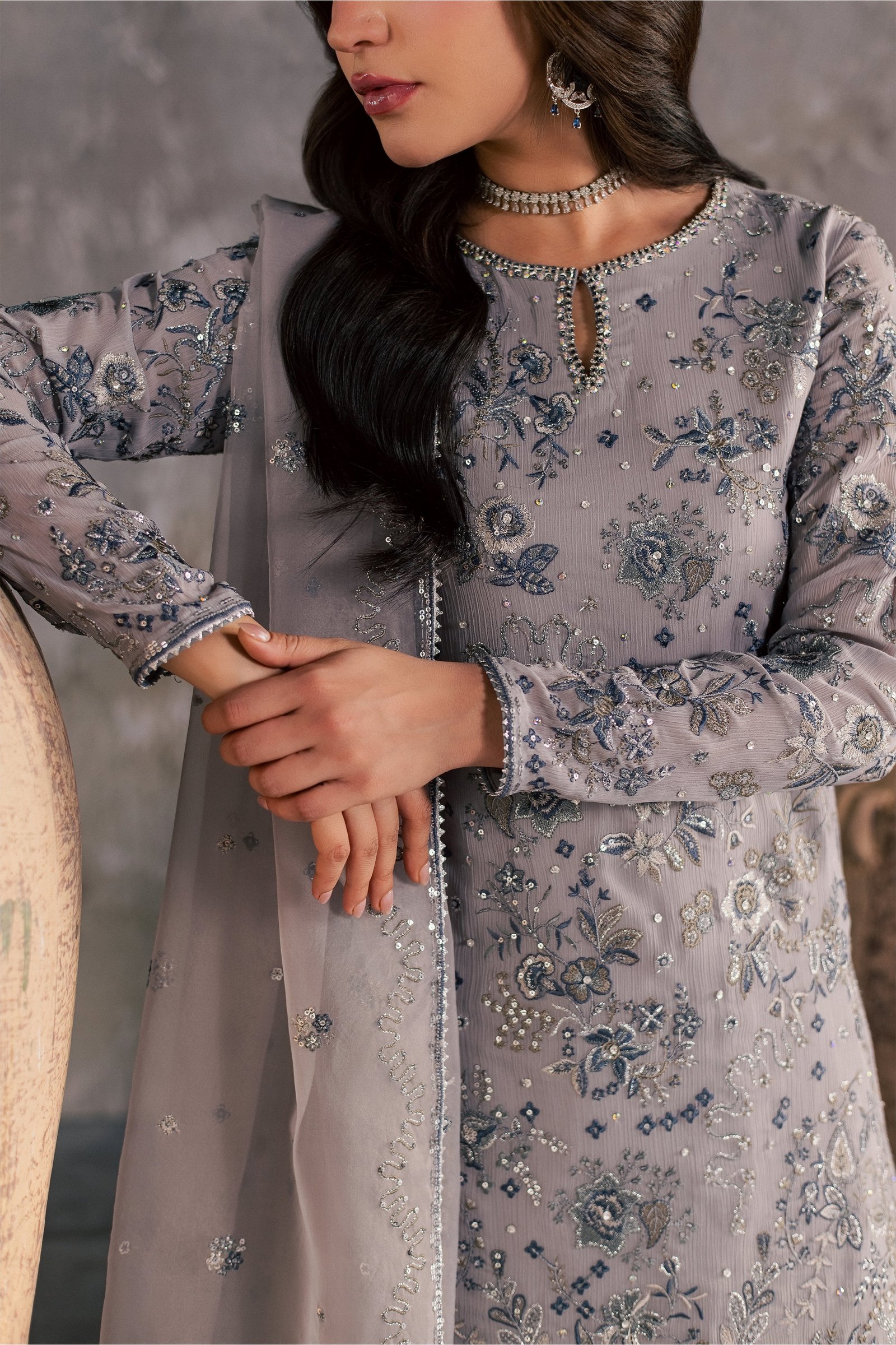 Mehria 3Pc - Festive Luxe Pret BATIKSTUDIO2026 BATIK S / Grey / Crinkle-M / Grey / Crinkle-L / Grey / Crinkle